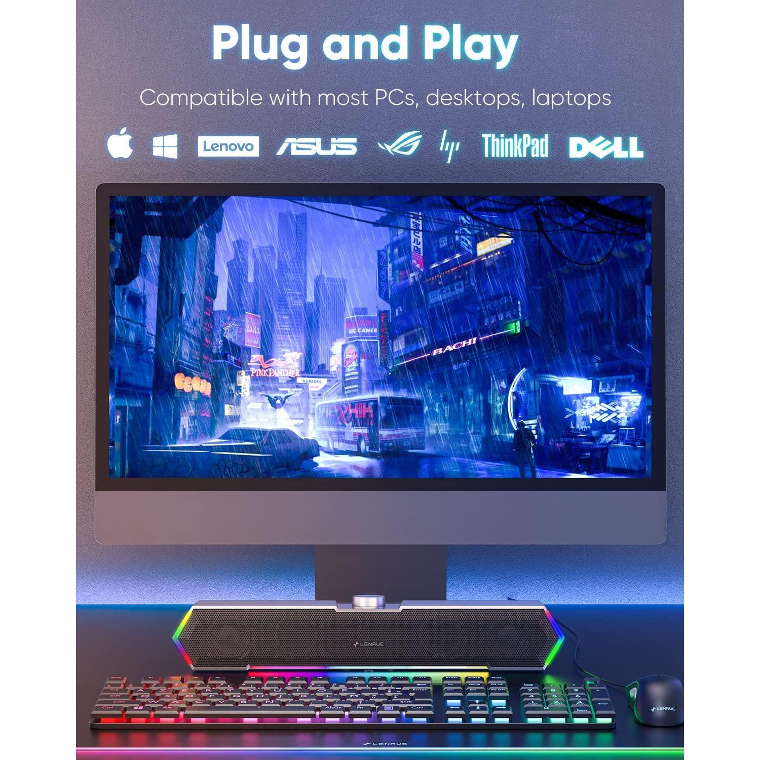 Altavoces de Computadora LENRUE G11 USB C, Sonido Claro y Táctil