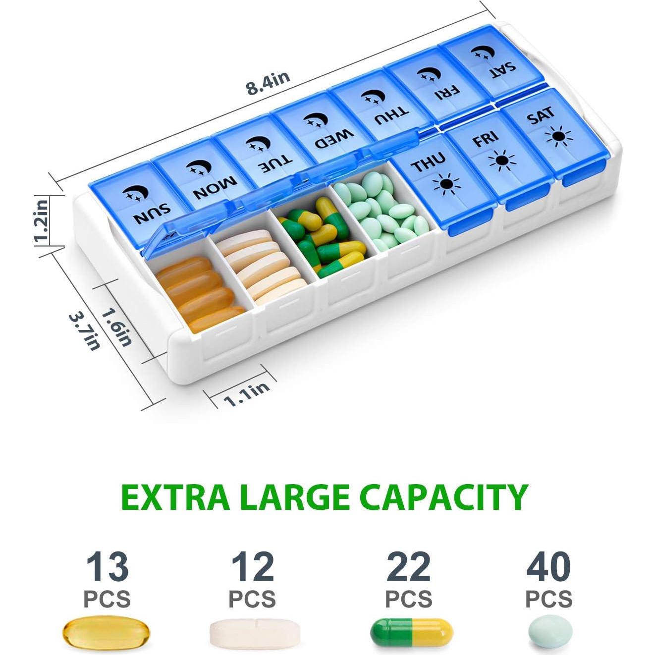 Organizador Semanal de Pastillas Fullicon AM PM XL 14 Compartimentos