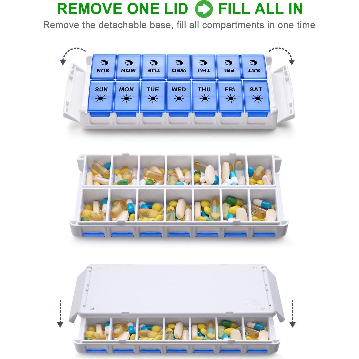 Organizador Semanal de Pastillas Fullicon AM PM XL 14 Compartimentos