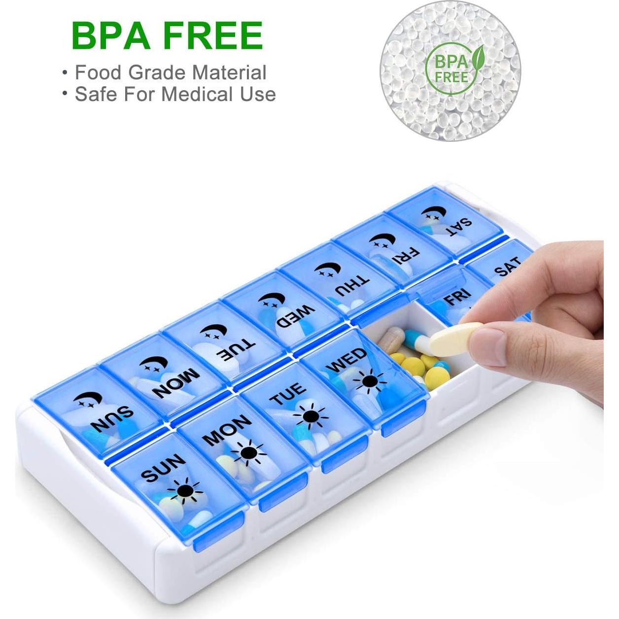 Organizador Semanal de Pastillas Fullicon AM PM XL 14 Compartimentos