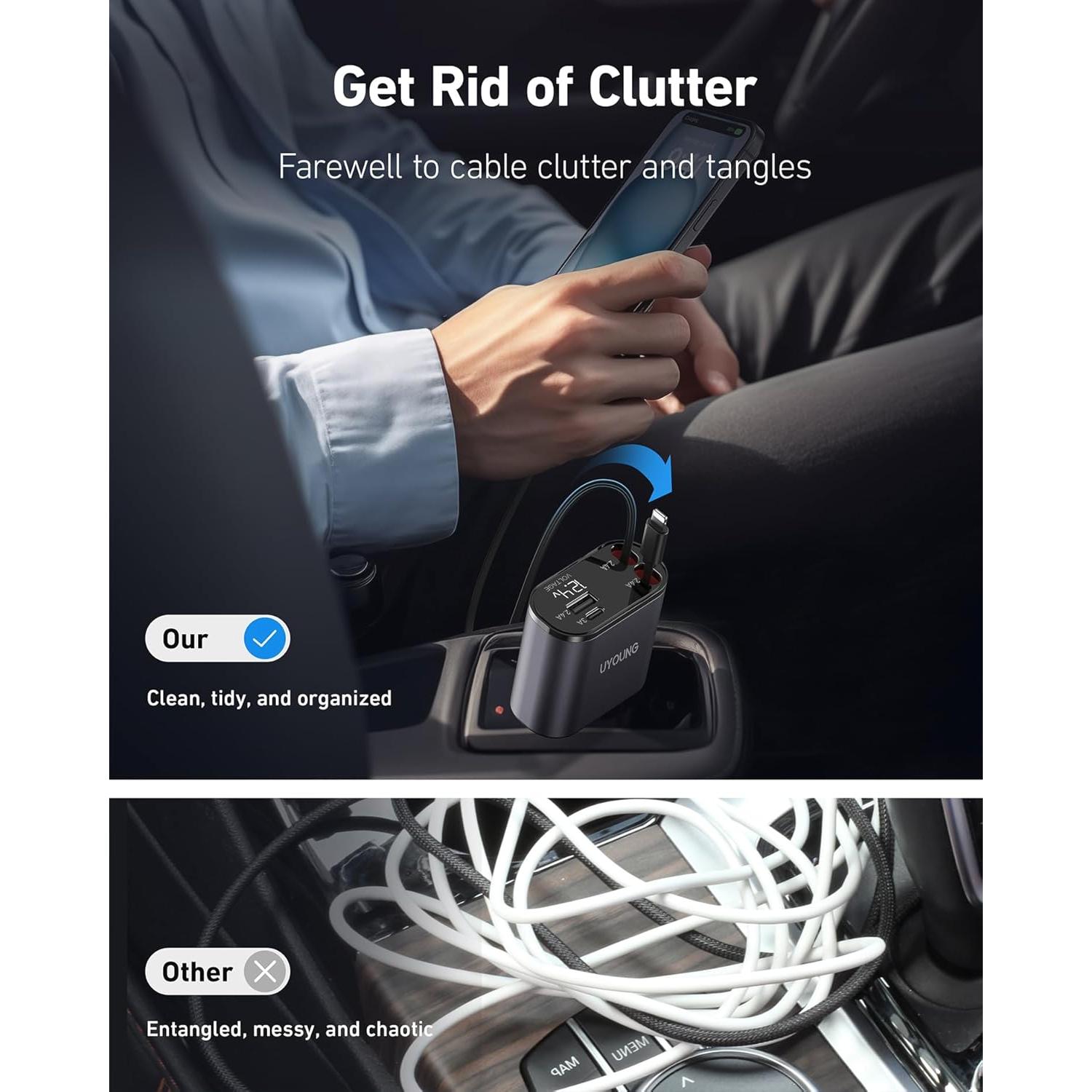 Cargador de Coche Rápido 20W Shiyue con 2 Cables Lightning 80cm