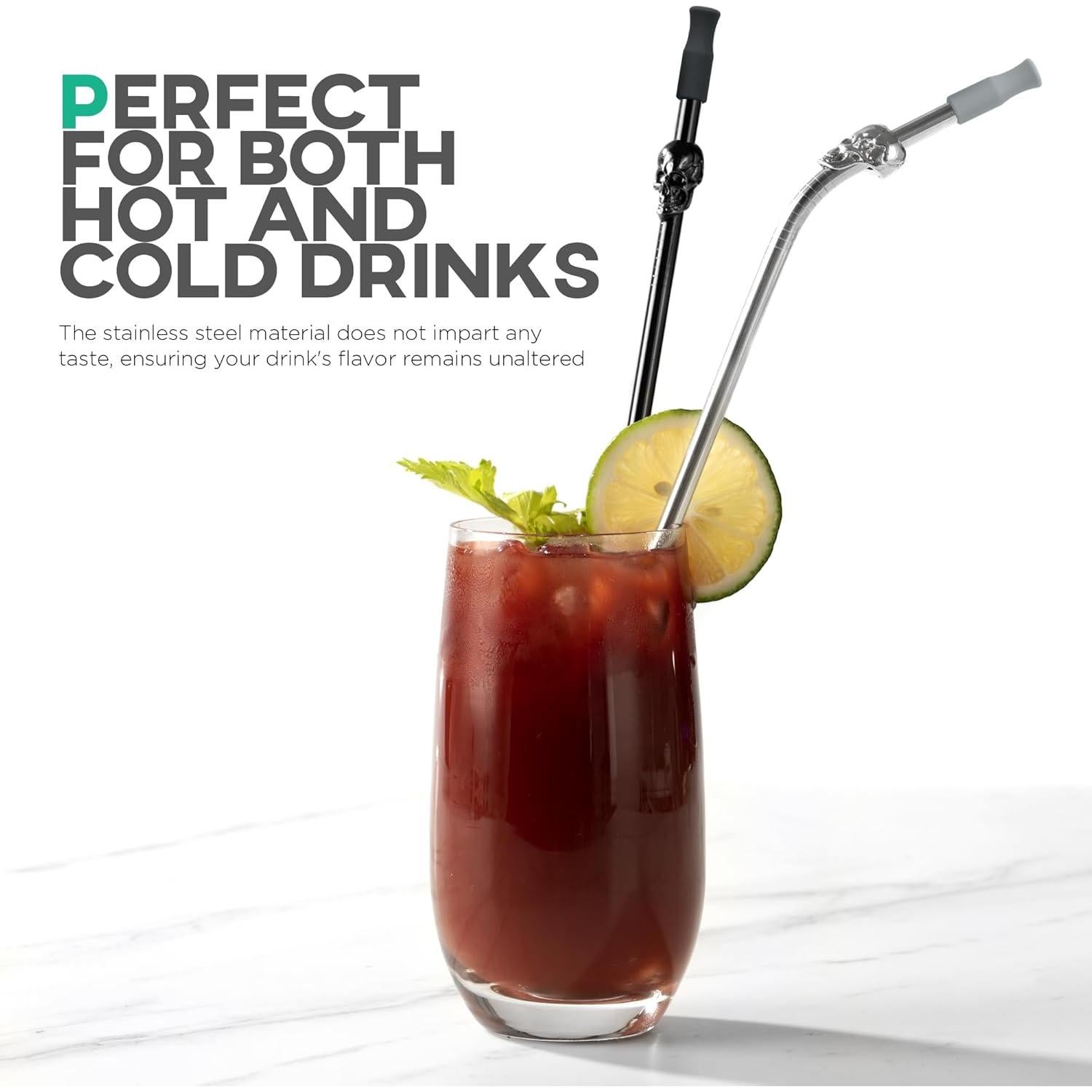 Popotes de Acero Inoxidable Homestia Set de 4 Calaveras 26.67 cm