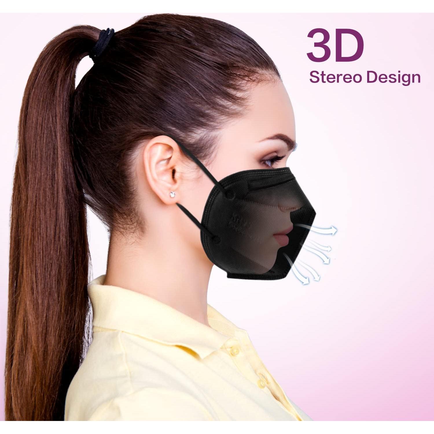 Mascarilla desechable KN95 Miuphro 25 unidades 5 capas negra