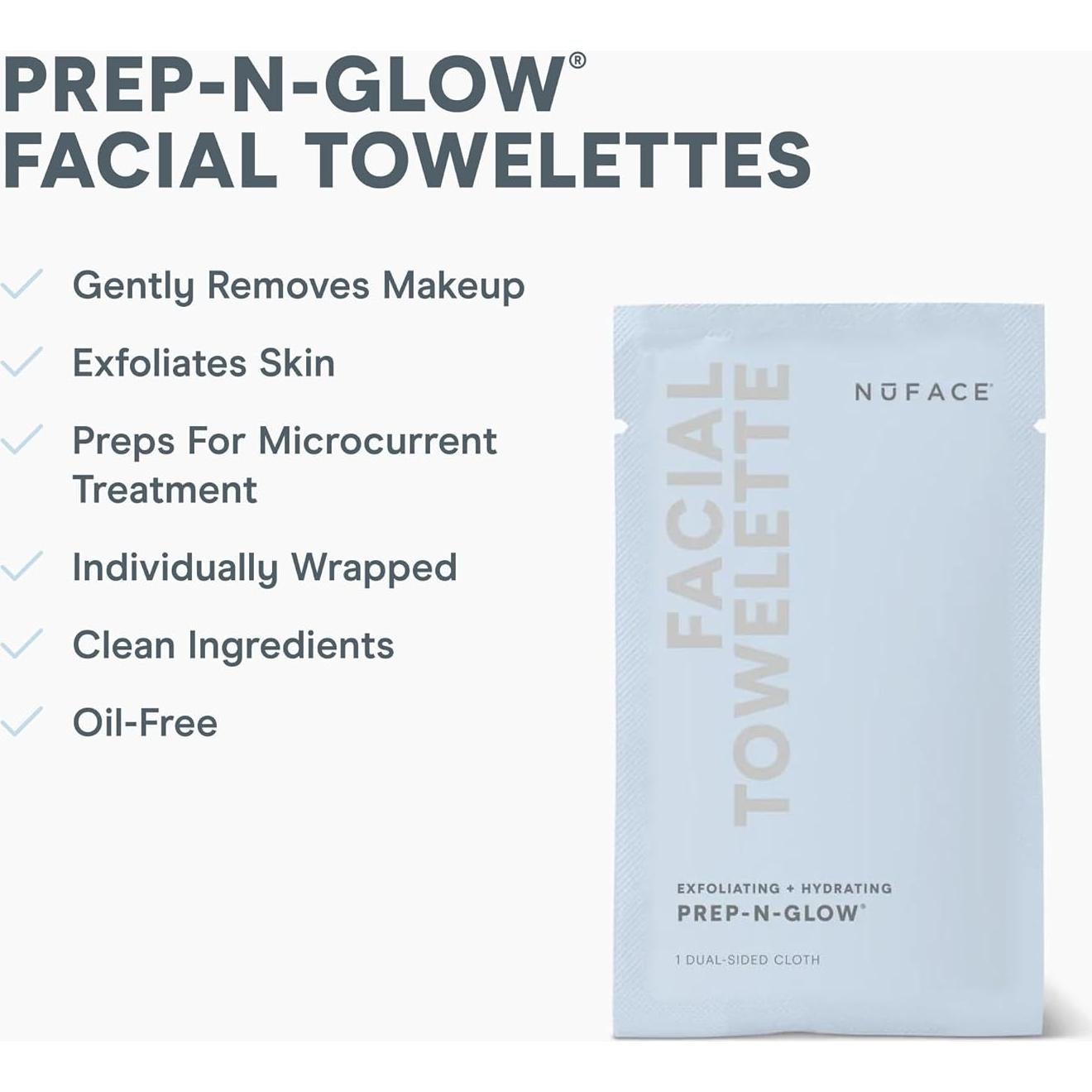 Toallitas Faciales NuFACE Prep-N-Glow 5 Paquetes 2-en-1