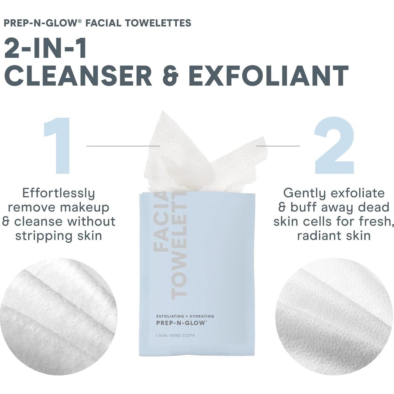 Toallitas Faciales NuFACE Prep-N-Glow 5 Paquetes 2-en-1