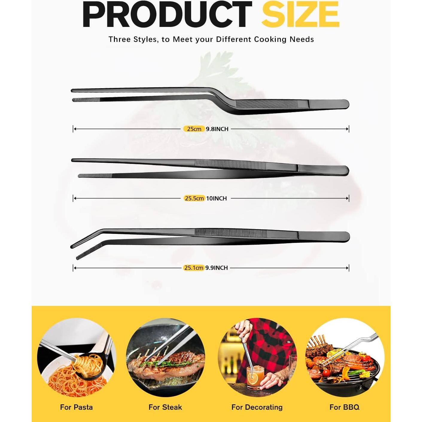 Juego de Pinzas de Cocina BUNDLEPRO 25.4 cm Acero Inoxidable Negro