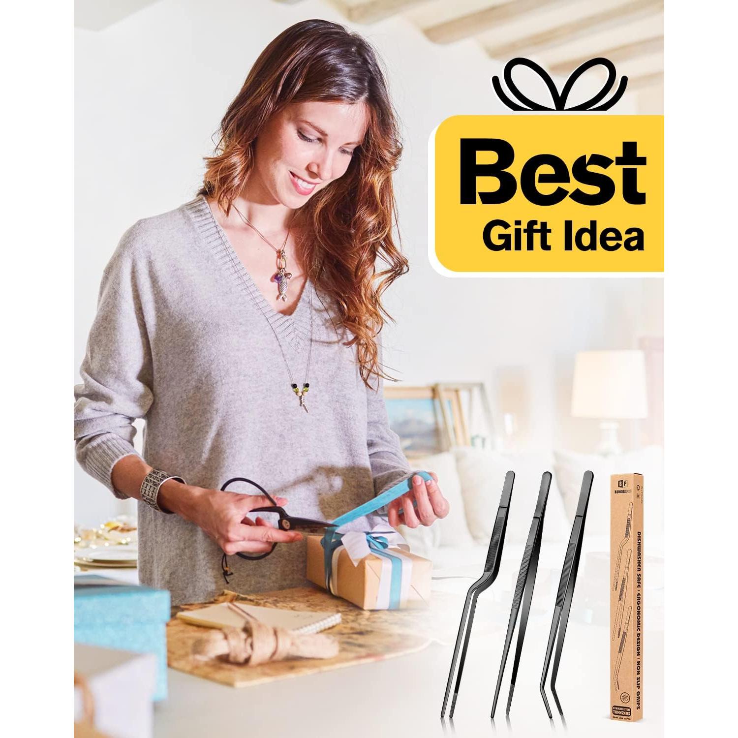 Juego de Pinzas de Cocina BUNDLEPRO 25.4 cm Acero Inoxidable Negro