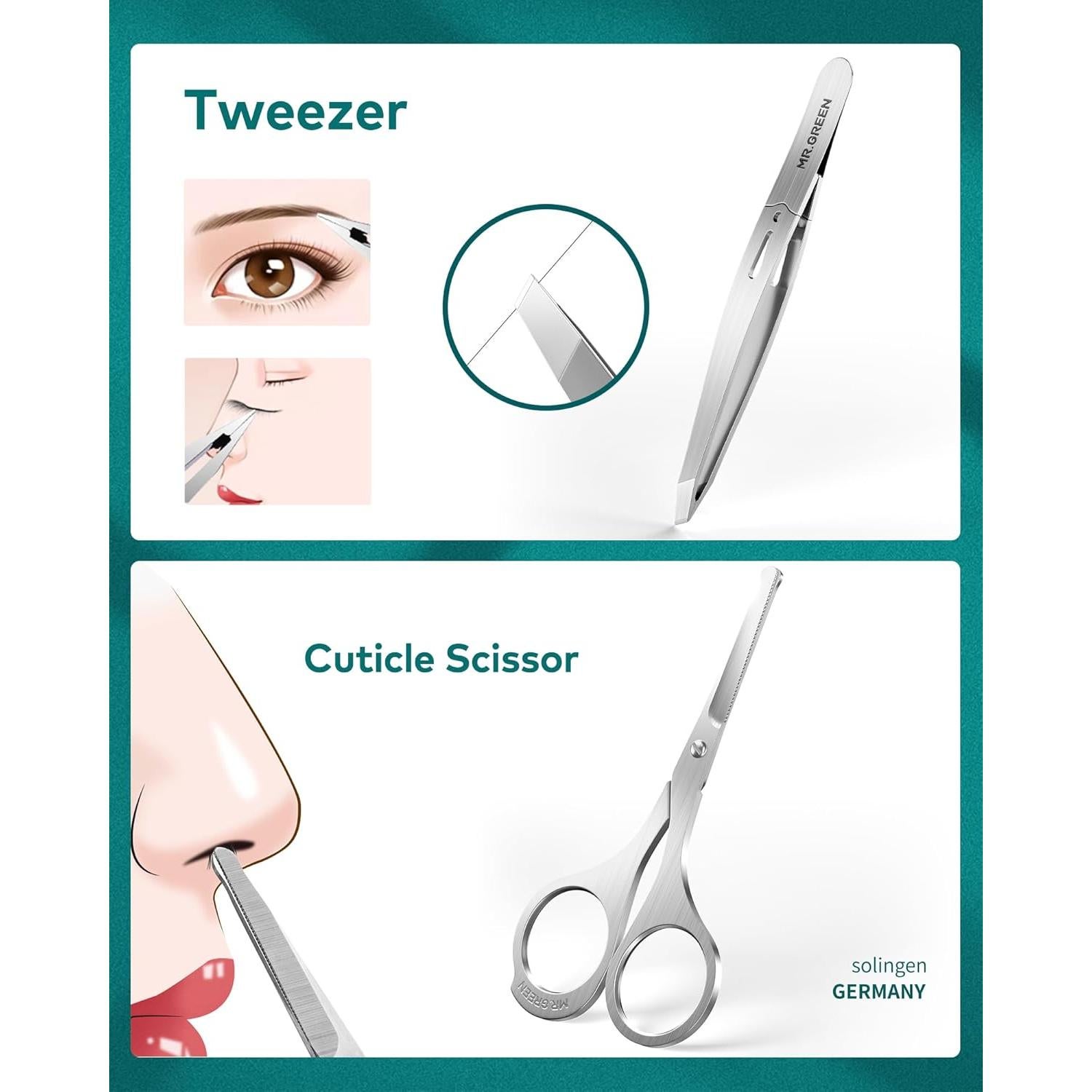 Set de Manicura MR.GREEN Acero Inoxidable 6 Piezas Gris