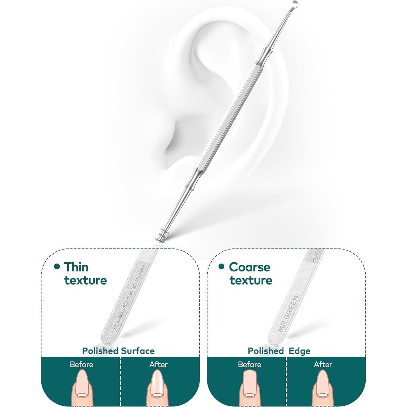 Set de Manicura MR.GREEN Acero Inoxidable 6 Piezas Gris