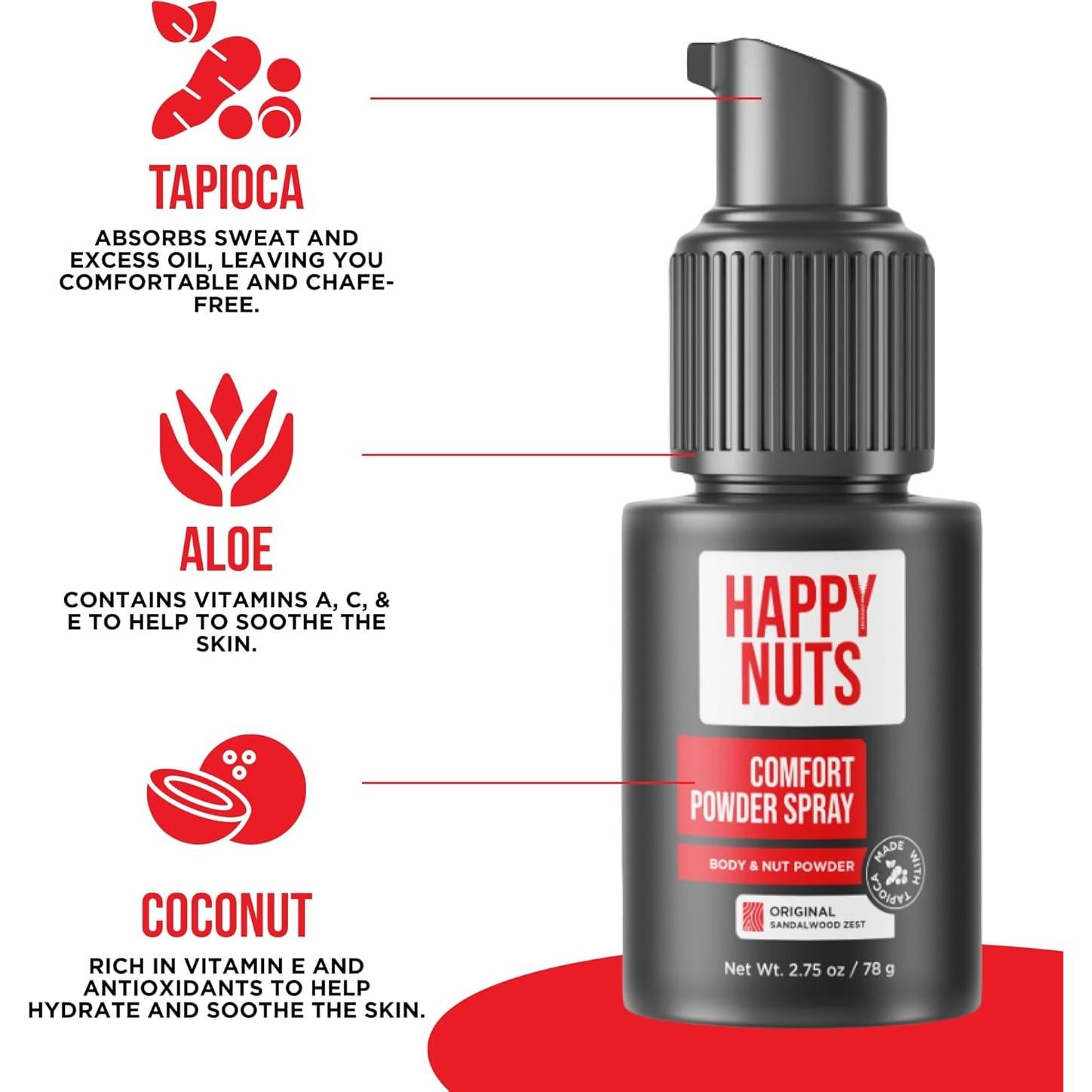 Spray en Polvo Anti-Rozaduras Happy Nuts 132g Sin Fragancia