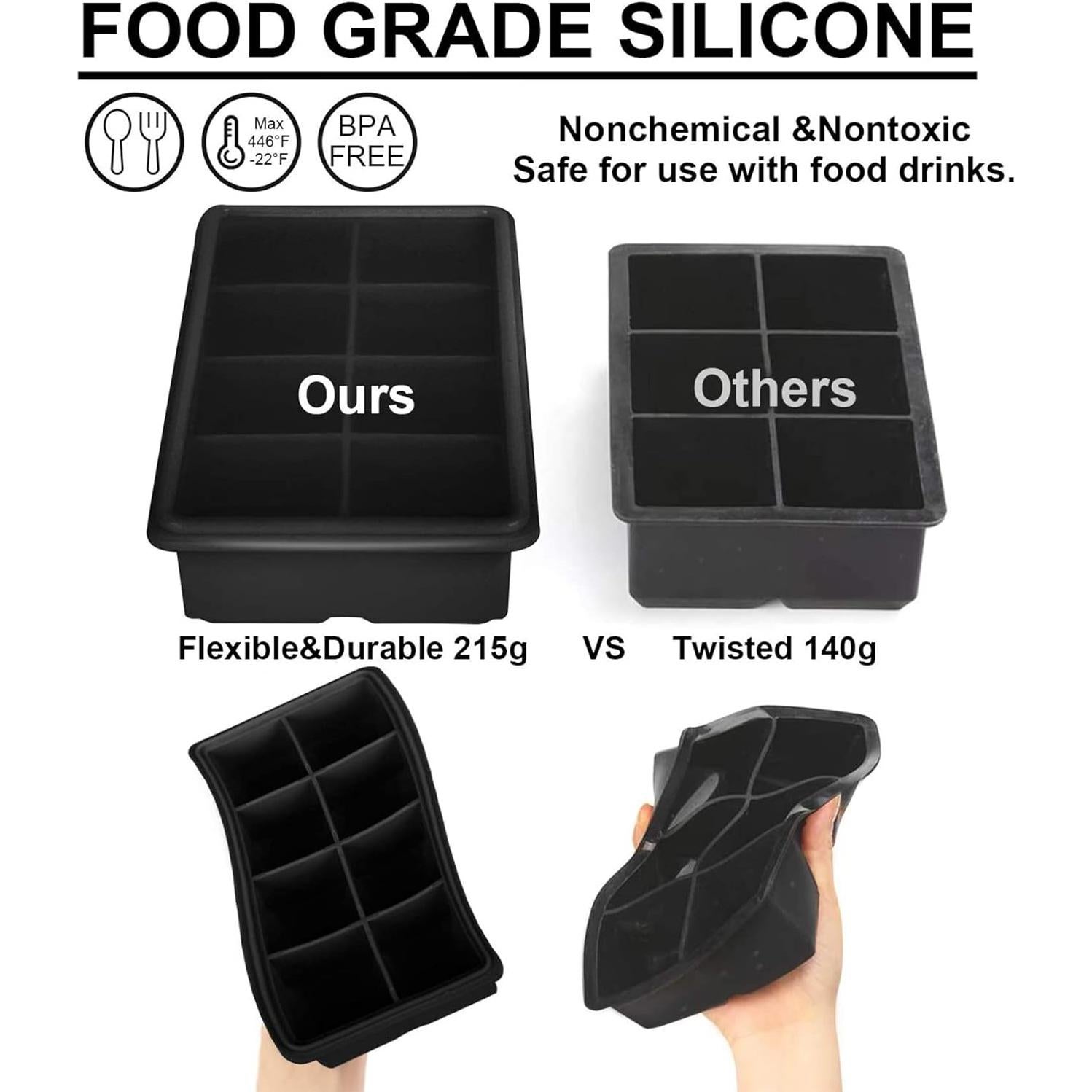 Bandeja de Hielo LessMo con Tapa - 2 Moldes de Silicona Grande