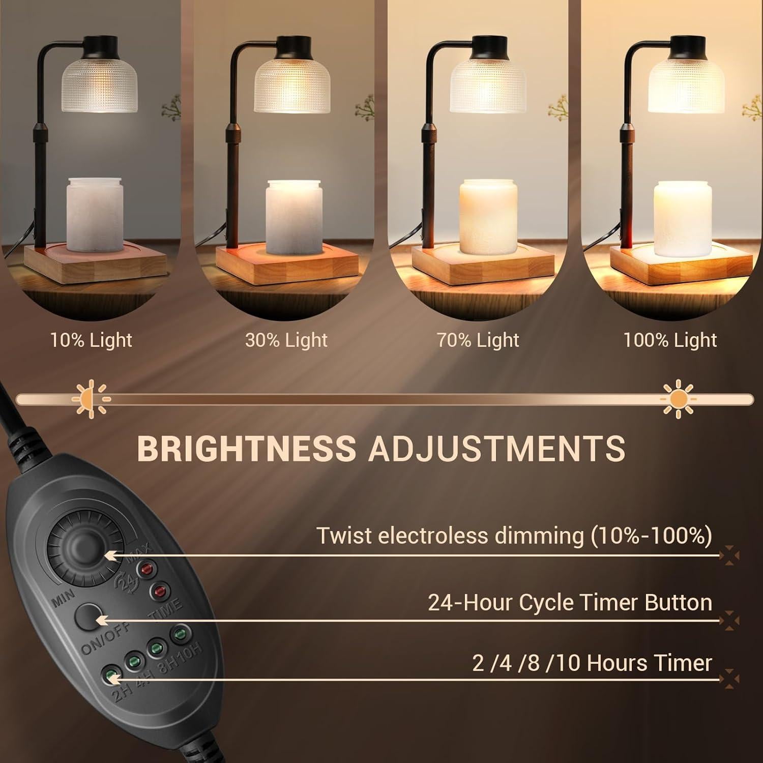 Lámpara Calentadora de Velas KLL Vintage con Temporizador 50W