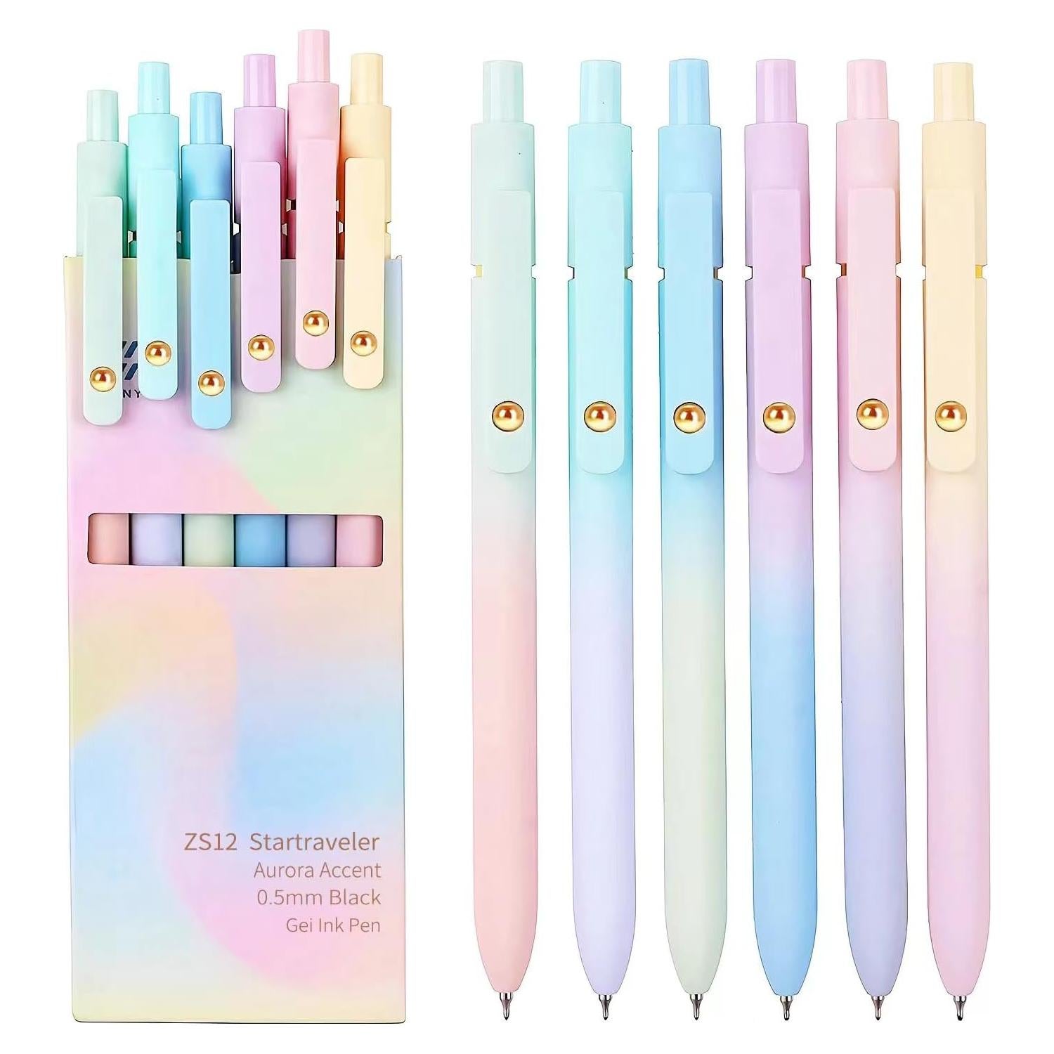 Bolígrafos de Gel ITAWIXS 0.5mm Tinta Negra Secado Rápido 6 Pcs