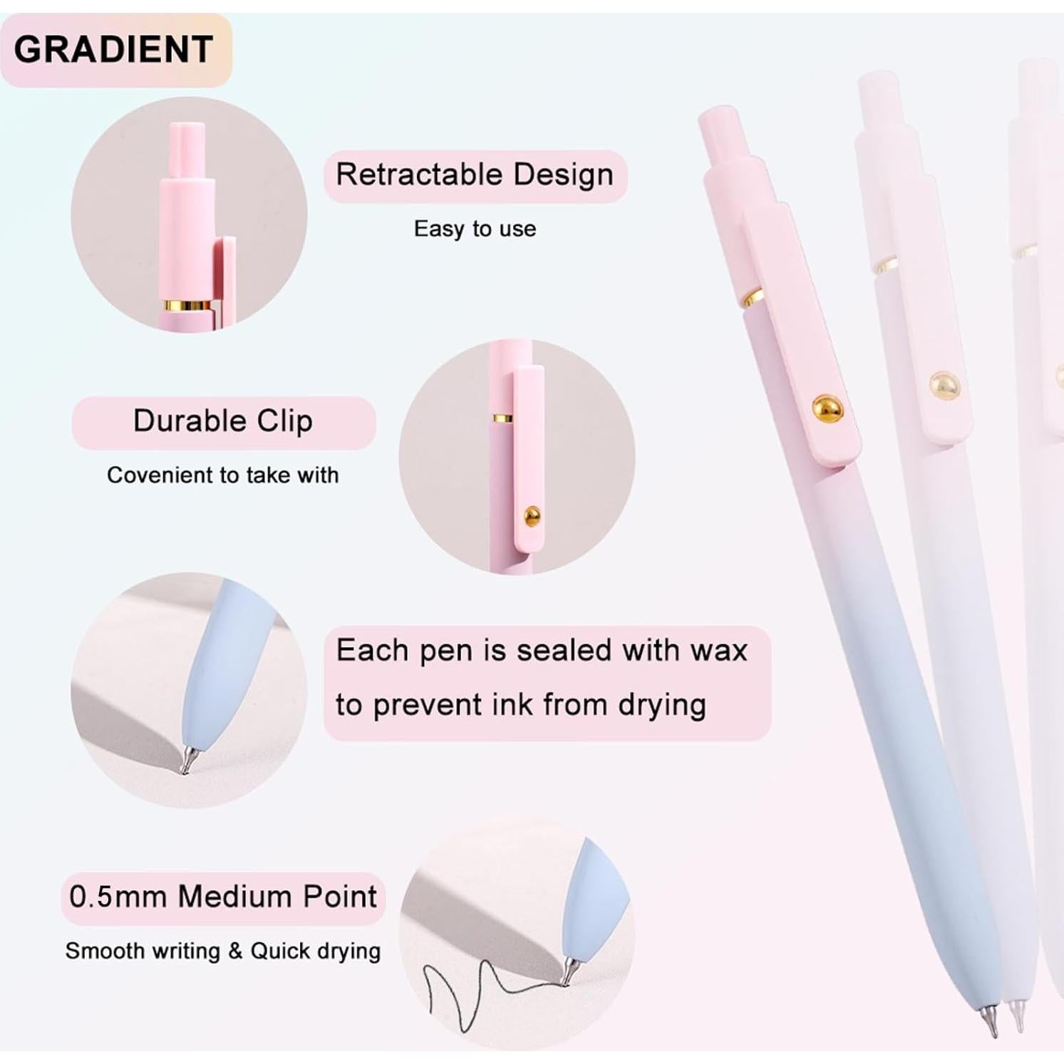 Bolígrafos de Gel ITAWIXS 0.5mm Tinta Negra Secado Rápido 6 Pcs