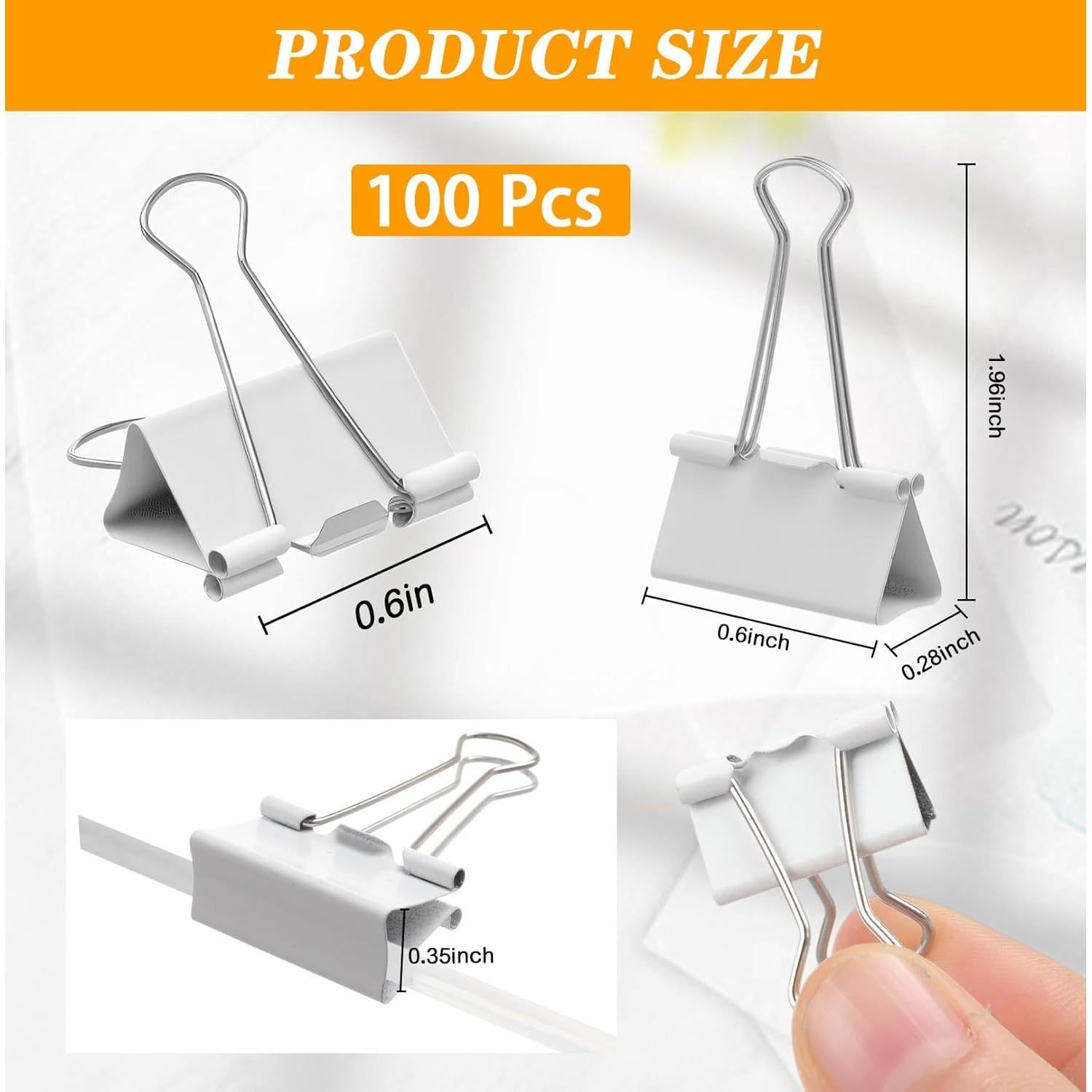 Jetec 100 Clips de Metal Blancos 15mm Reutilizables para Oficina