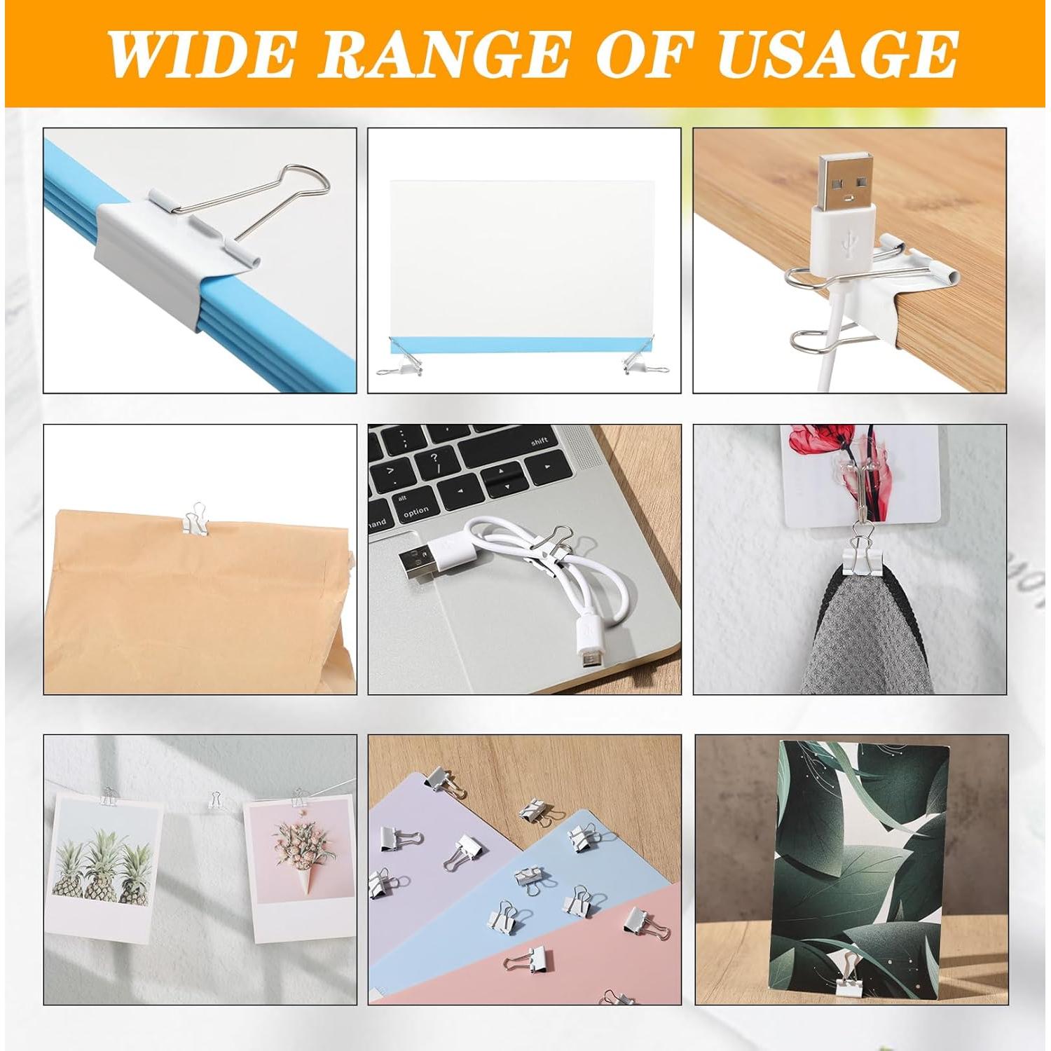 Jetec 100 Clips de Metal Blancos 15mm Reutilizables para Oficina