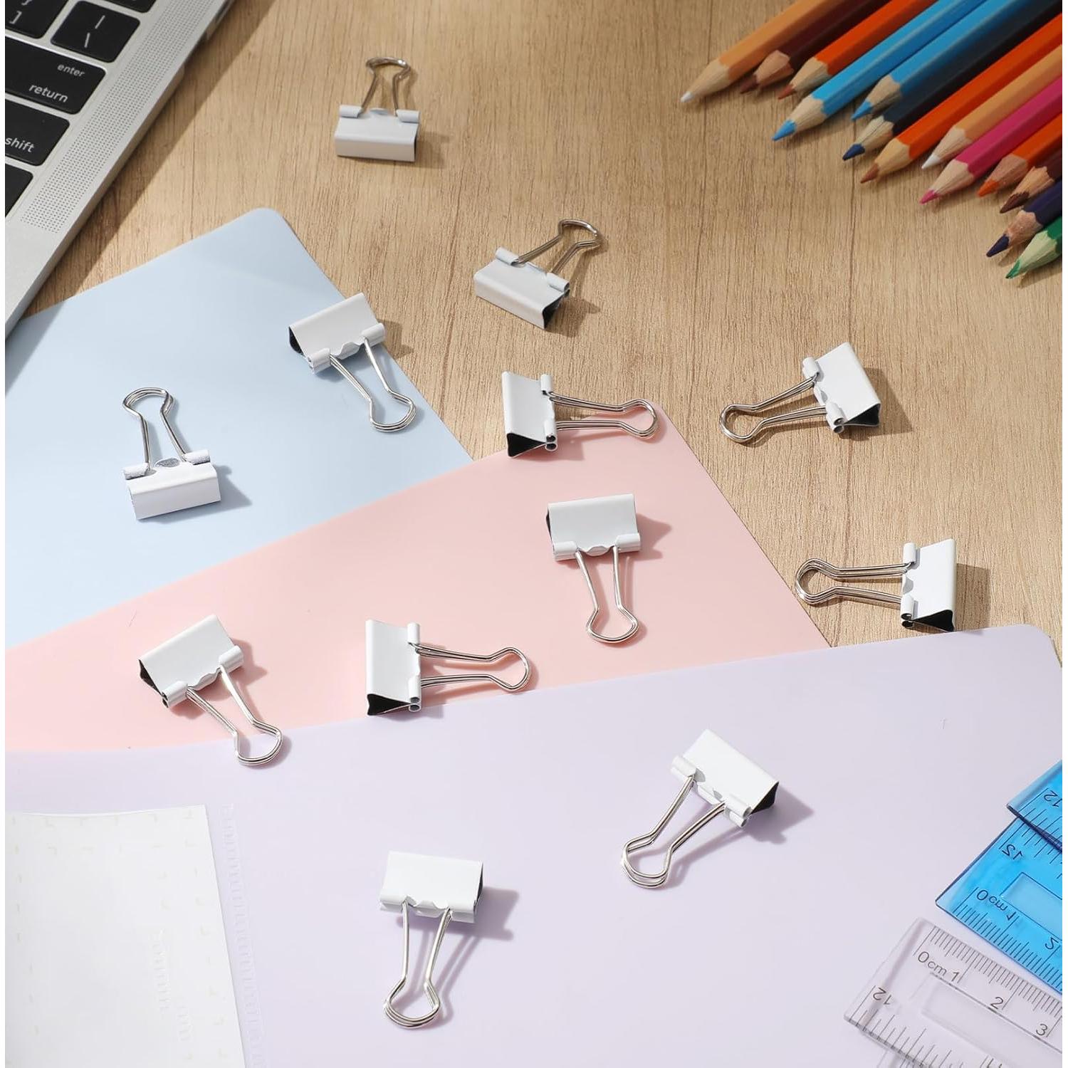 Jetec 100 Clips de Metal Blancos 15mm Reutilizables para Oficina