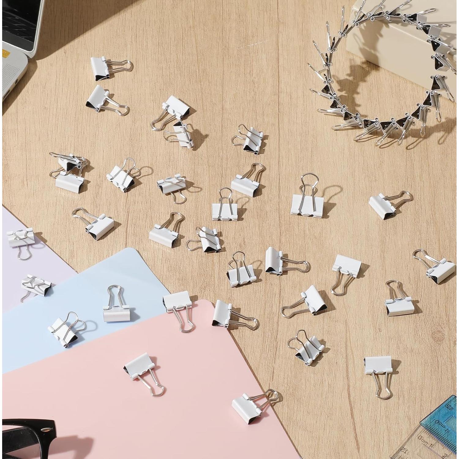 Jetec 100 Clips de Metal Blancos 15mm Reutilizables para Oficina