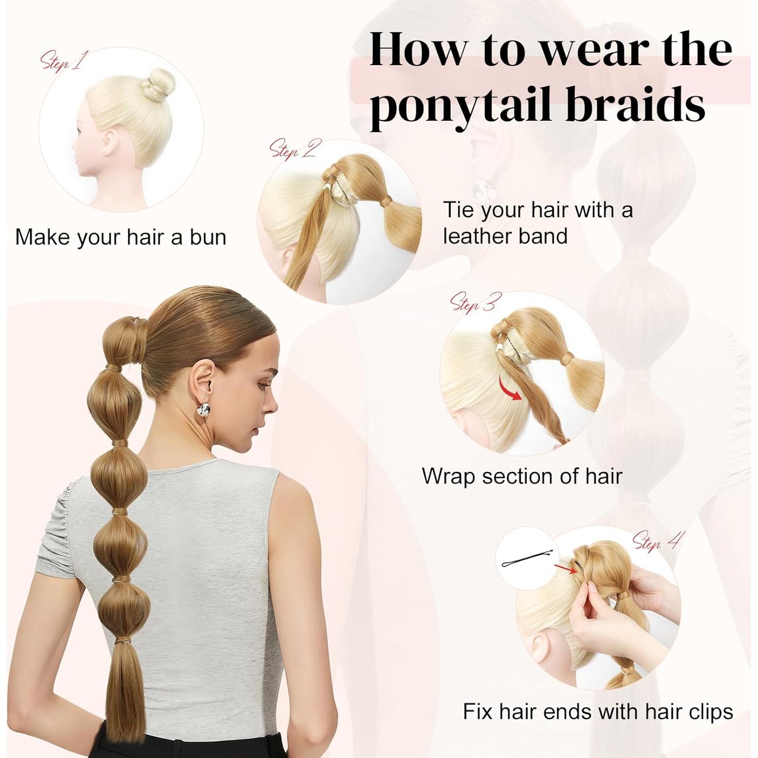 Extensión de Cola de Caballo Bubble LONAI Negra 71 cm Trenzada