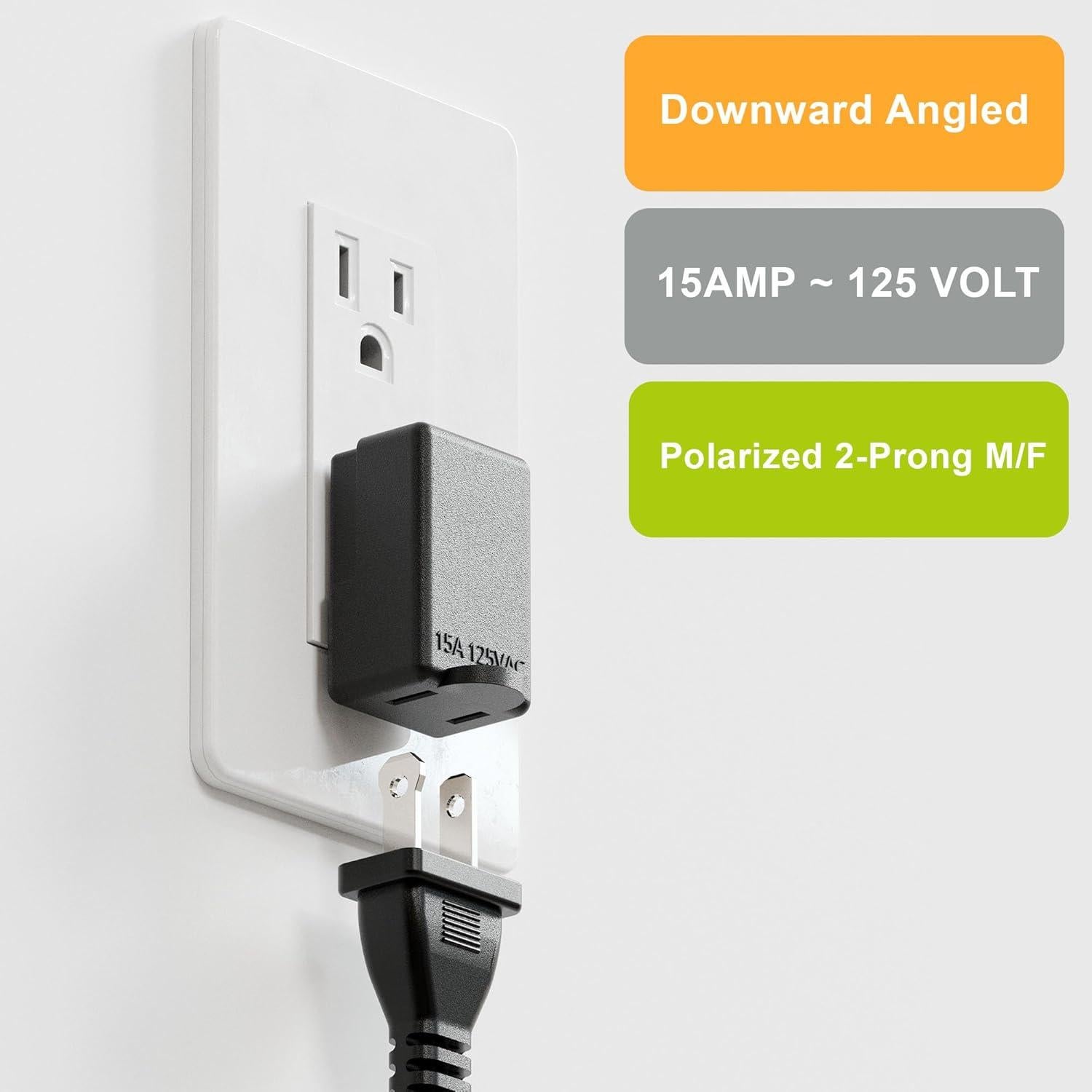 Adaptador de Potencia CA PluGrand PA-0502B 90 Grados Negro