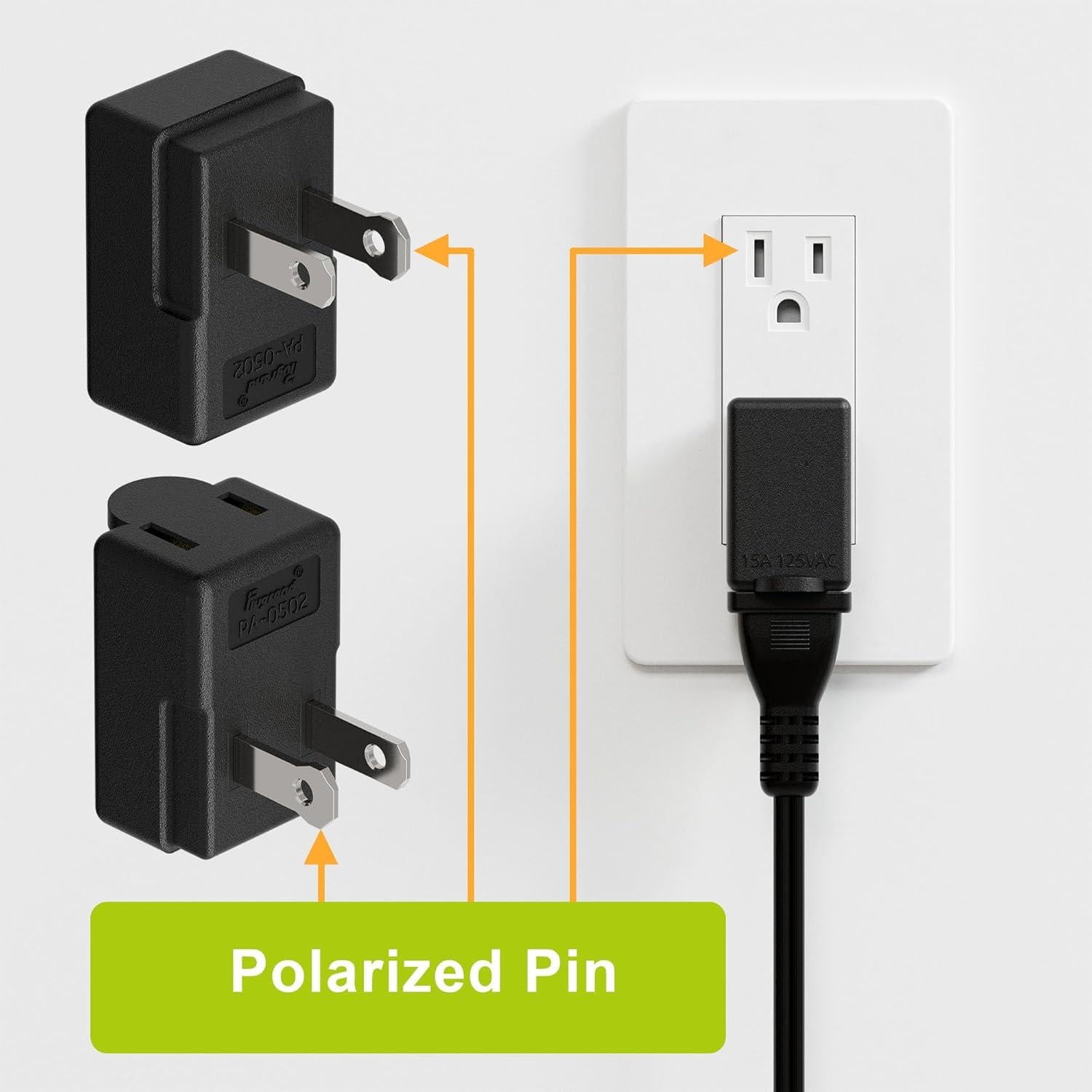 Adaptador de Potencia CA PluGrand PA-0502B 90 Grados Negro