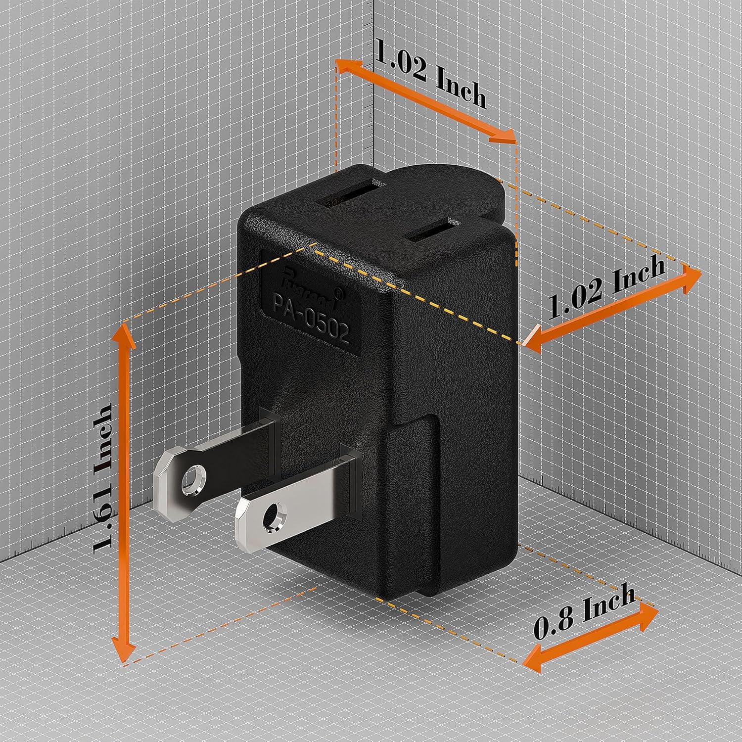 Adaptador de Potencia CA PluGrand PA-0502B 90 Grados Negro