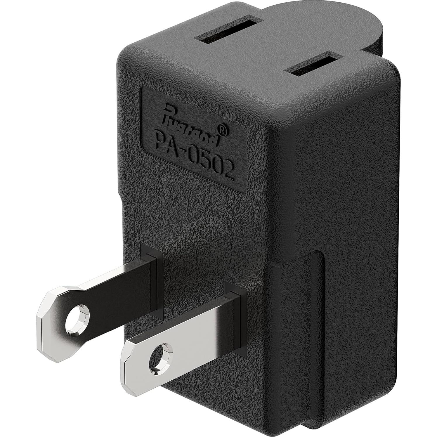 Adaptador de Potencia CA PluGrand PA-0502B 90 Grados Negro