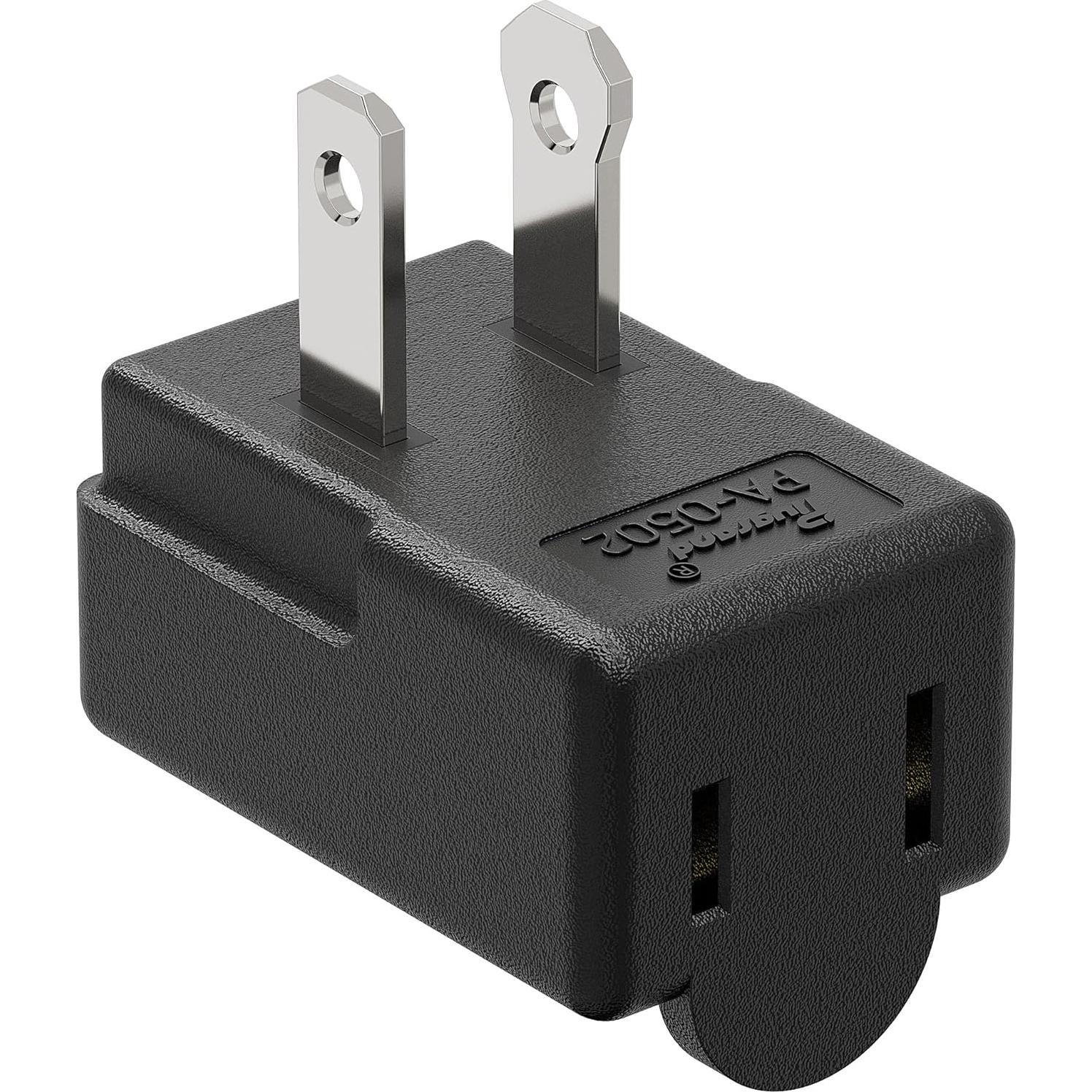 Adaptador de Potencia CA PluGrand PA-0502B 90 Grados Negro