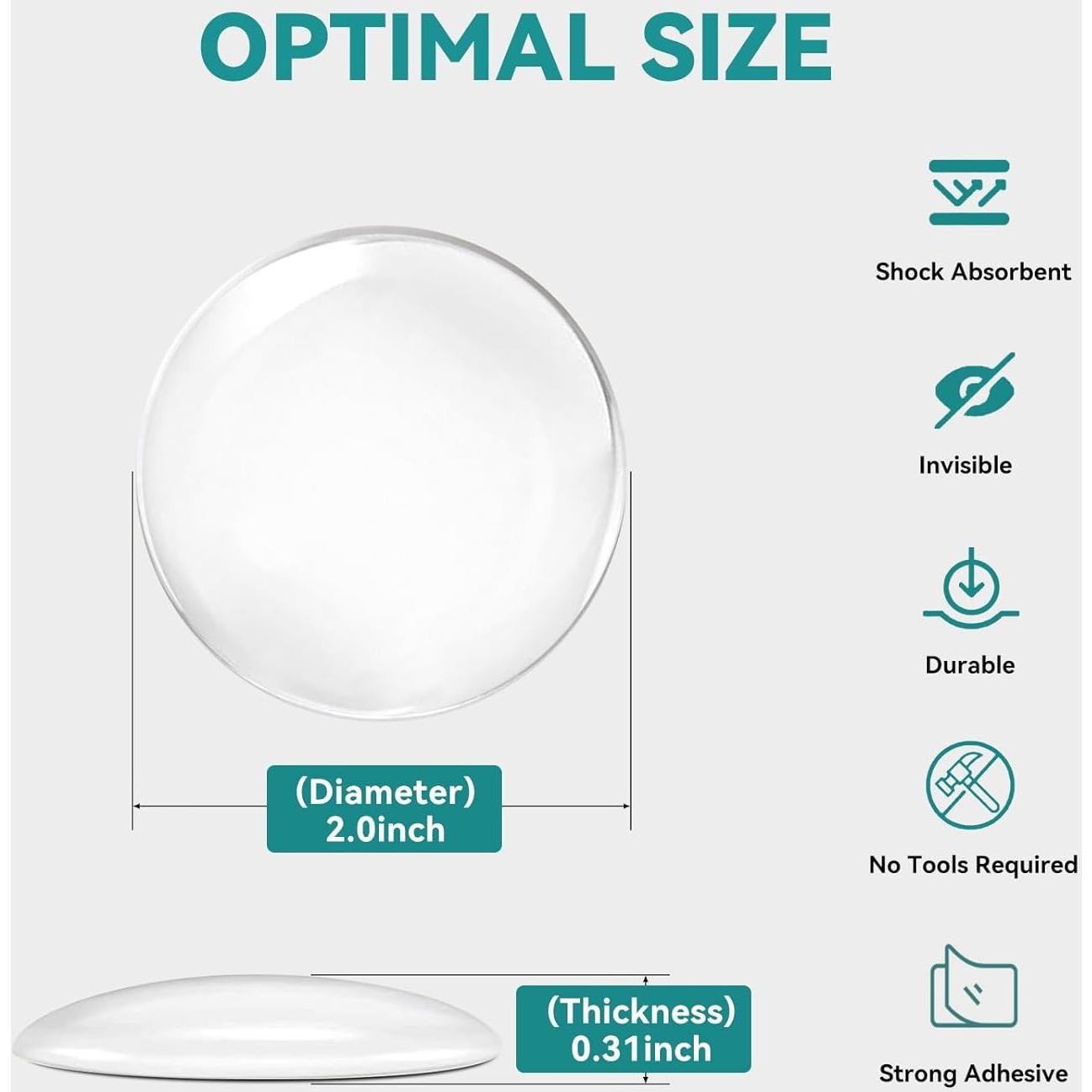 Topes de puerta autoadhesivos Etybetopstar 6PCS 5.08cm Silicona