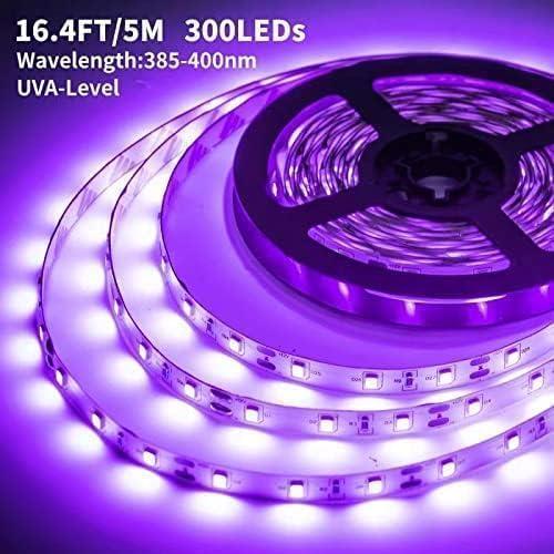 Tira de luz negra LED 5M LOPIZH con control remoto 300 LEDs
