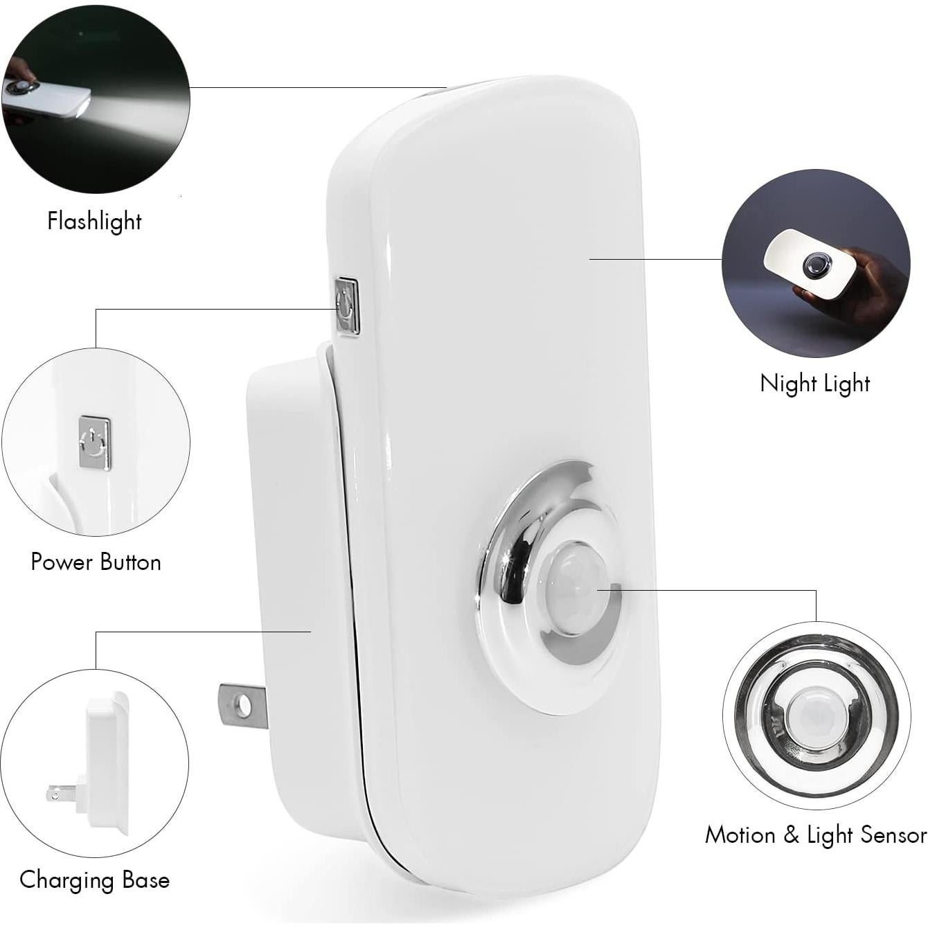 Luz Nocturna Sensky 3-en-1 con Sensor de Movimiento - Blanco Frío