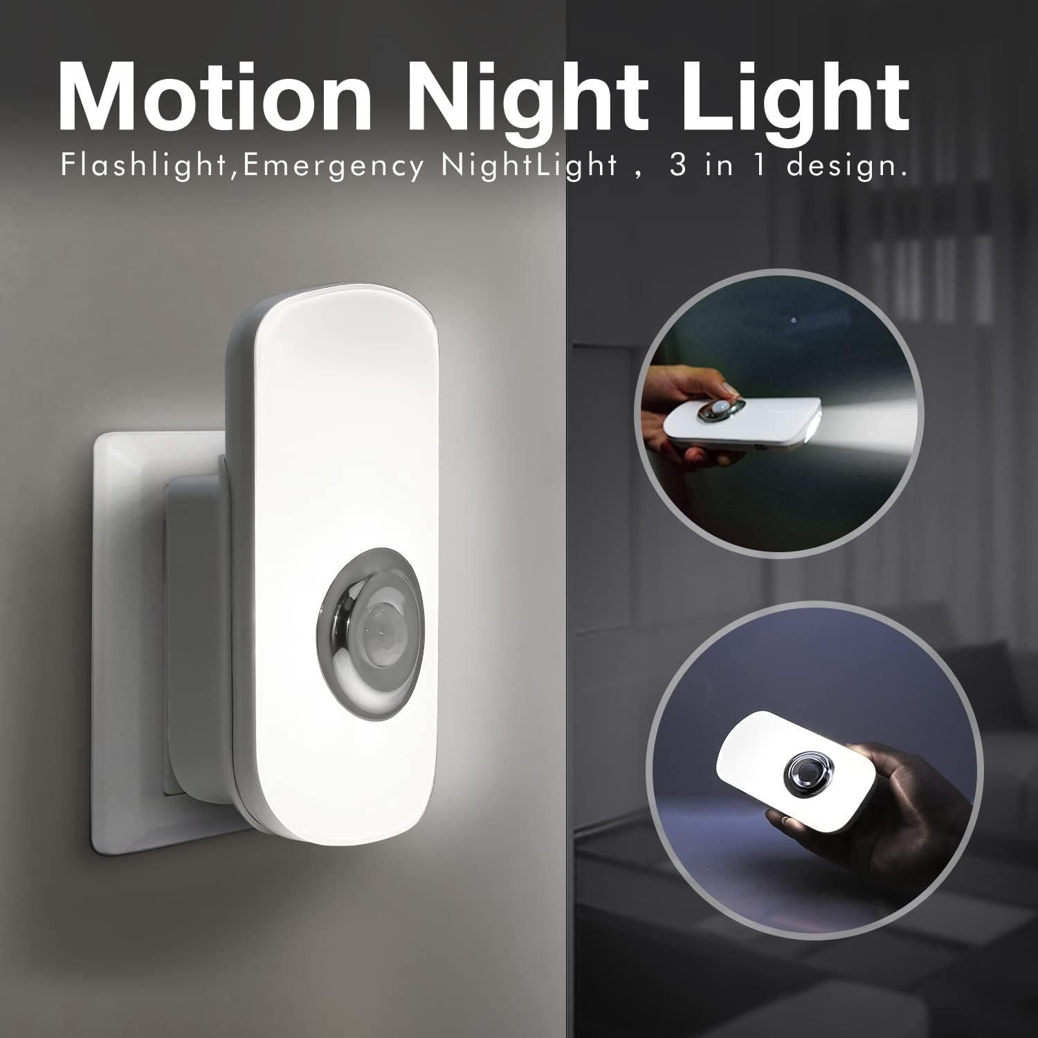 Luz Nocturna Sensky 3-en-1 con Sensor de Movimiento - Blanco Frío