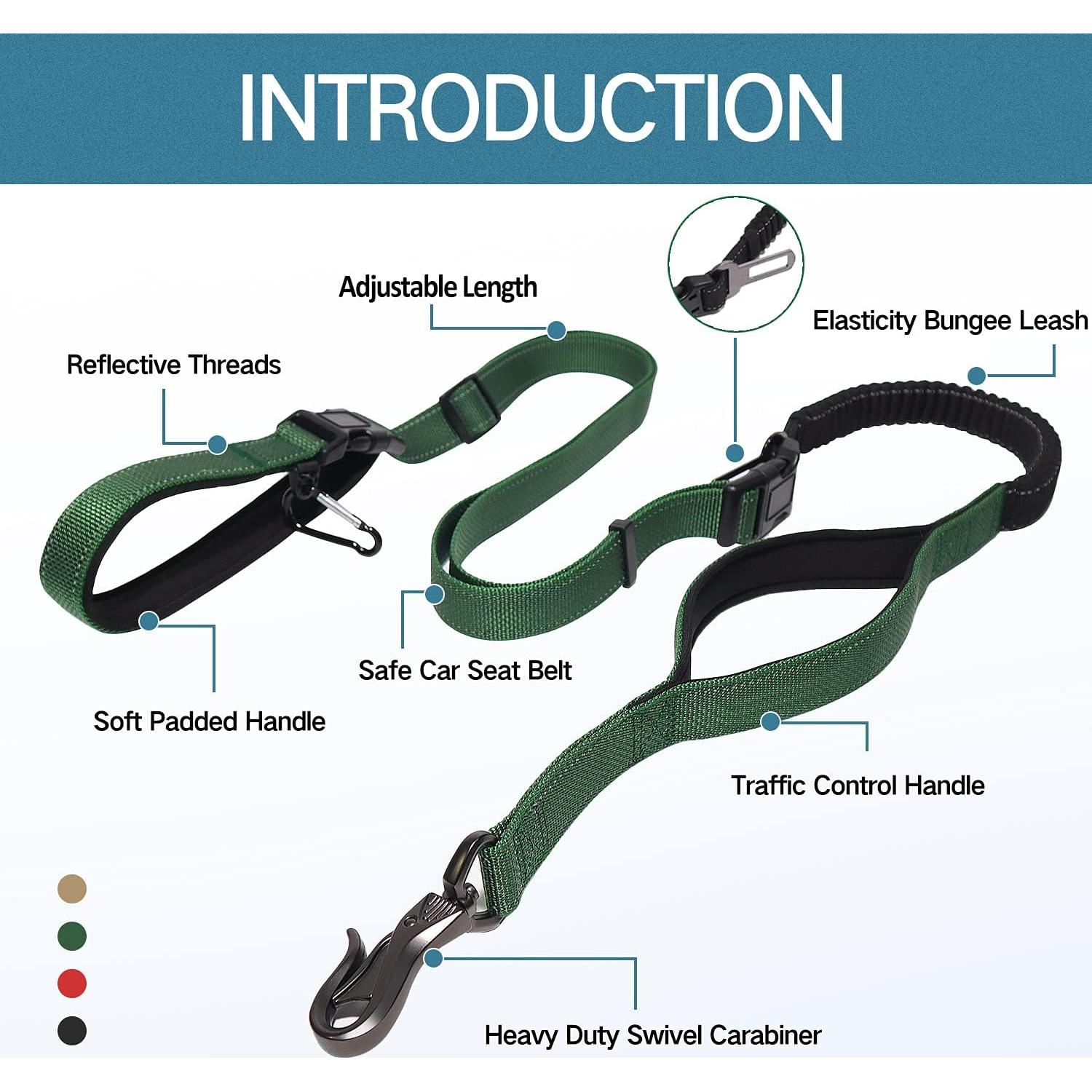 Correa para Perros LOS ANDES Verde Militar 1" x 1.52-2.44m