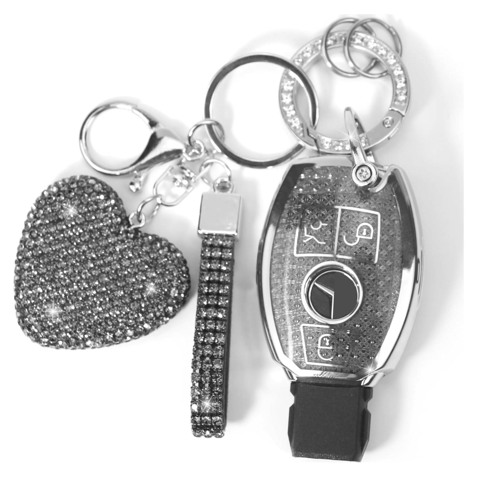 Funda de Llave YIKECASE para Mercedes Benz 3 Botones Negro-Corazón