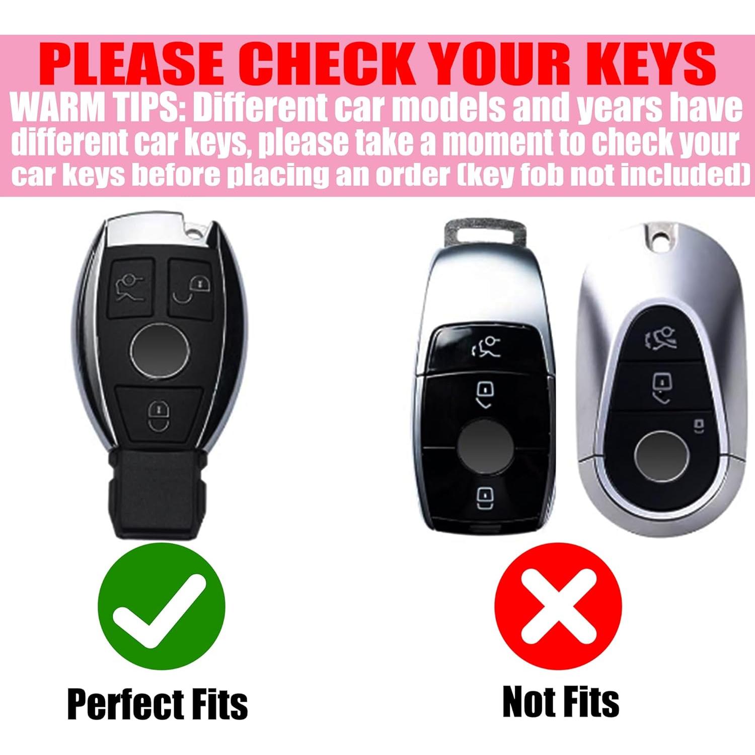 Funda de Llave YIKECASE para Mercedes Benz 3 Botones Negro-Corazón