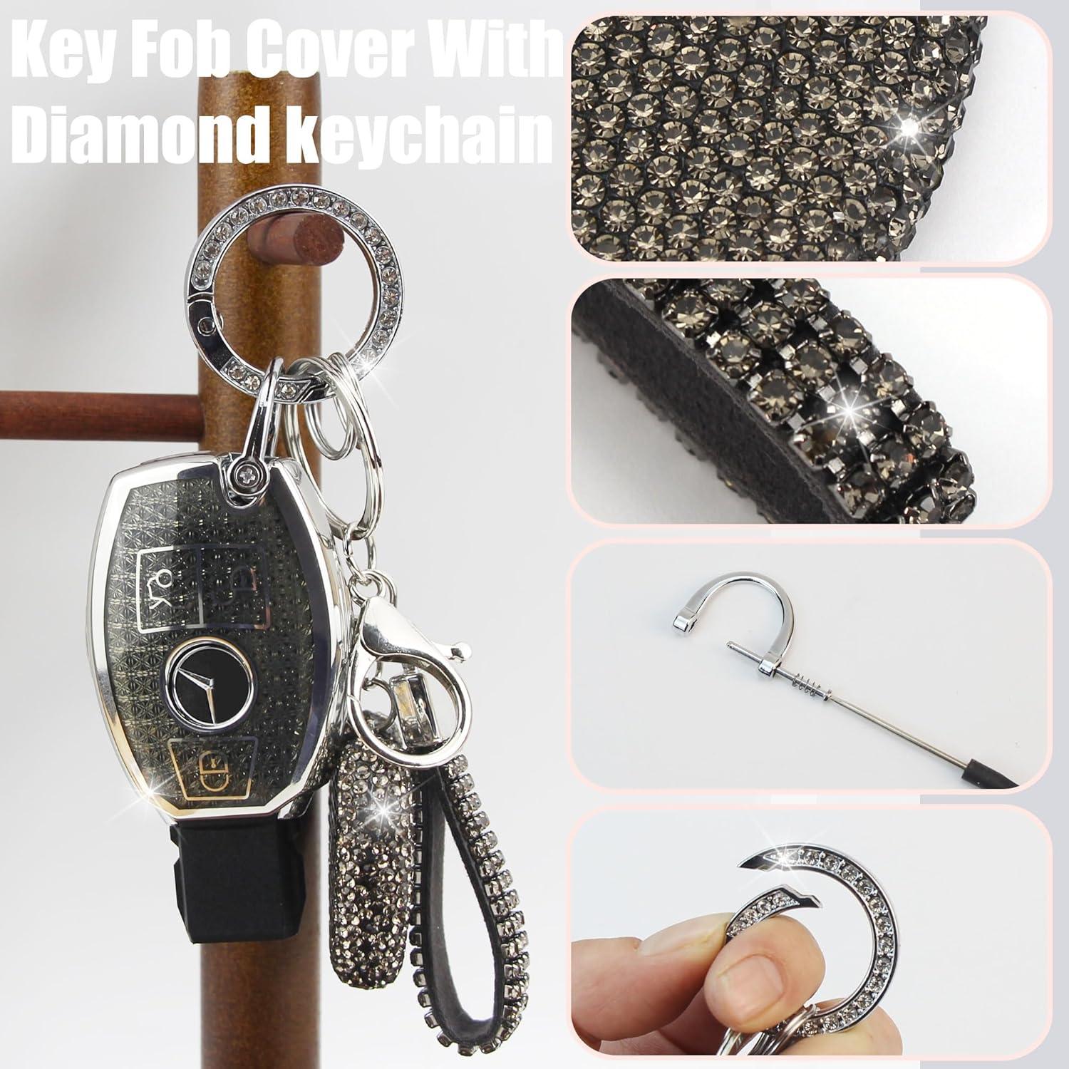 Funda de Llave YIKECASE para Mercedes Benz 3 Botones Negro-Corazón