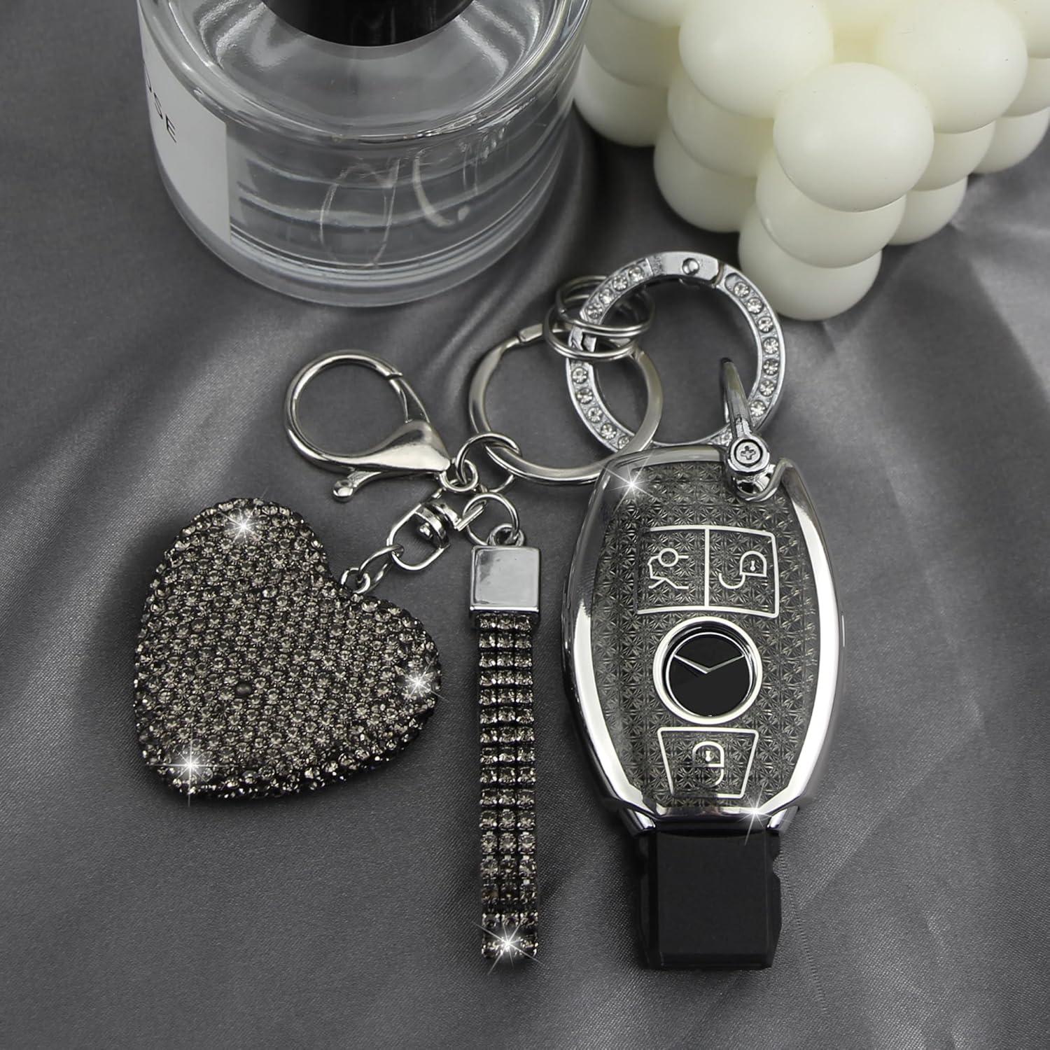 Funda de Llave YIKECASE para Mercedes Benz 3 Botones Negro-Corazón