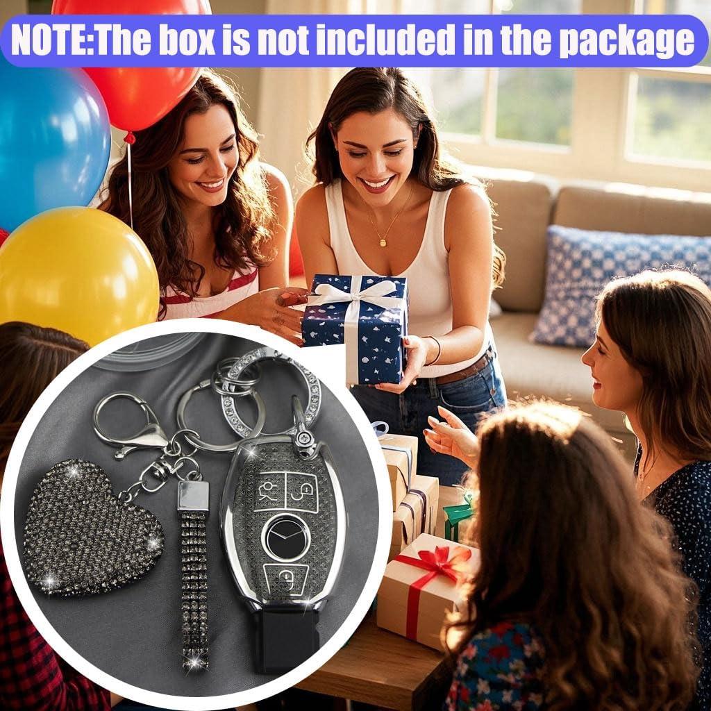 Funda de Llave YIKECASE para Mercedes Benz 3 Botones Negro-Corazón