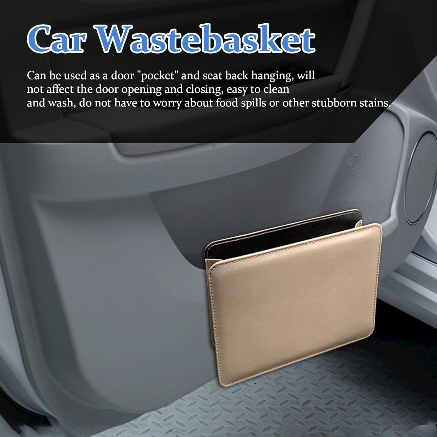 Basurero de Auto Augeny Plegable de Cuero Impermeable Beige