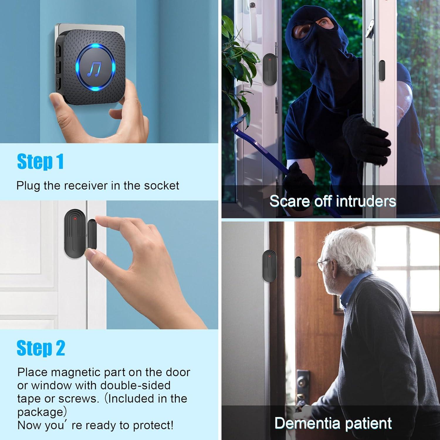 Timbre Inalámbrico SanJie con 3 Sensores y 1 Receptor