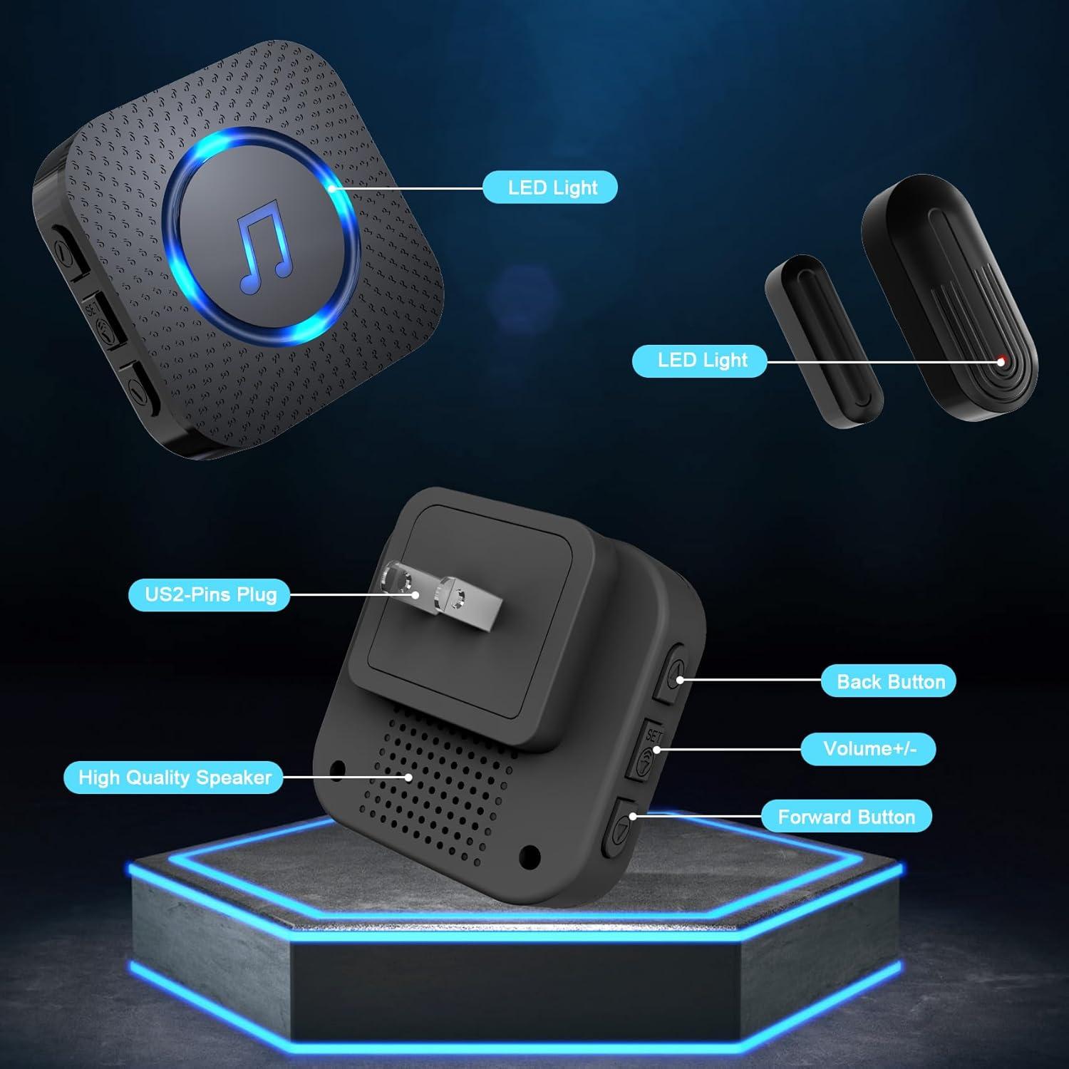 Timbre Inalámbrico SanJie con 3 Sensores y 1 Receptor