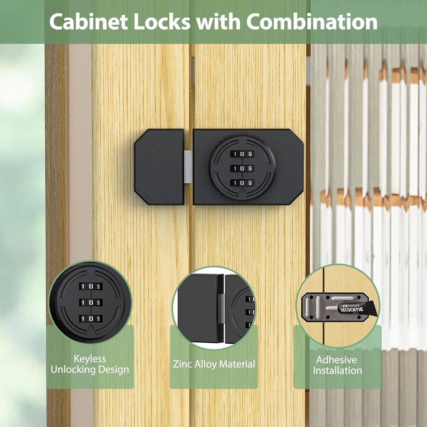 Cerradura de Combinación YogePote para Gabinete Adhesiva 3 Dígitos