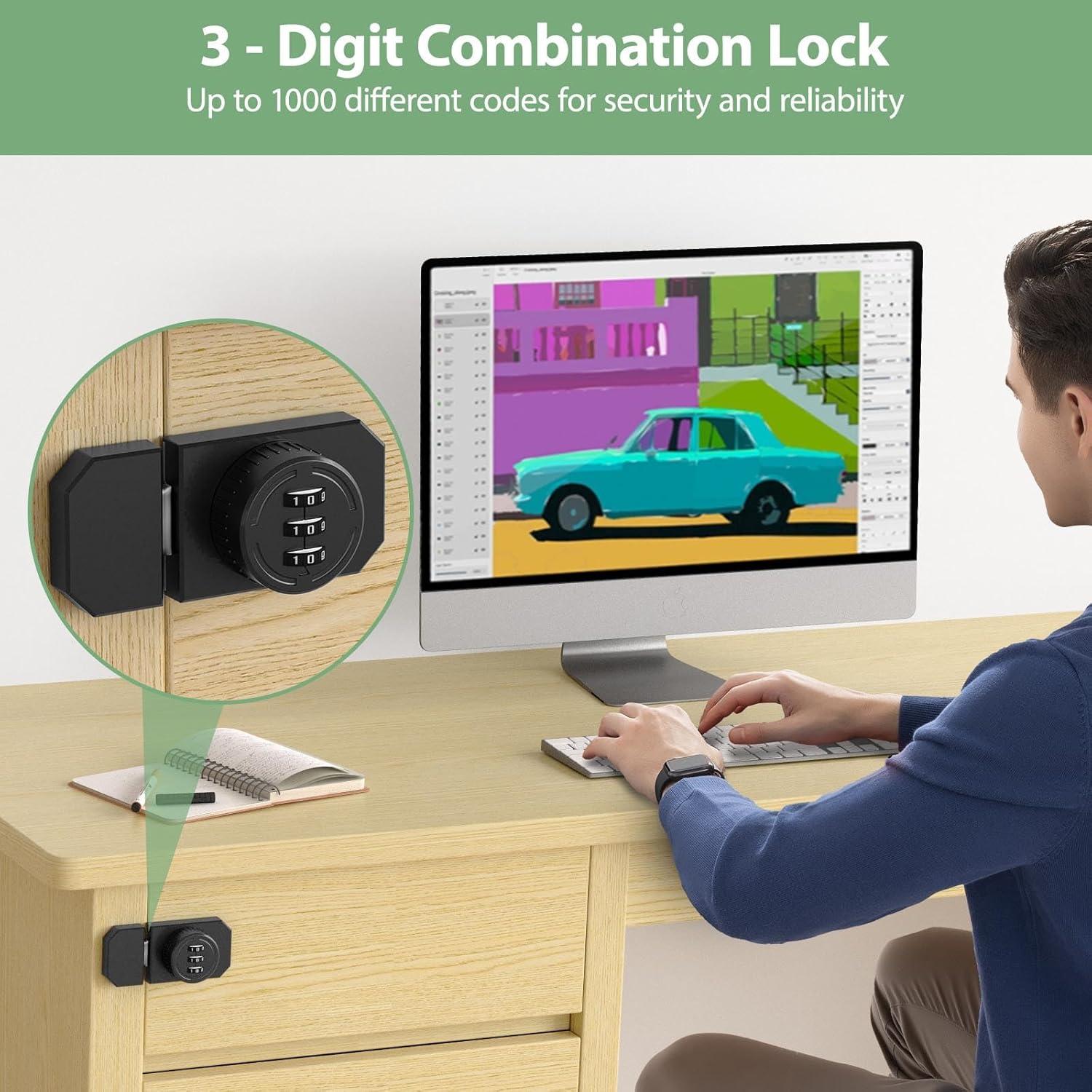 Cerradura de Combinación YogePote para Gabinete Adhesiva 3 Dígitos