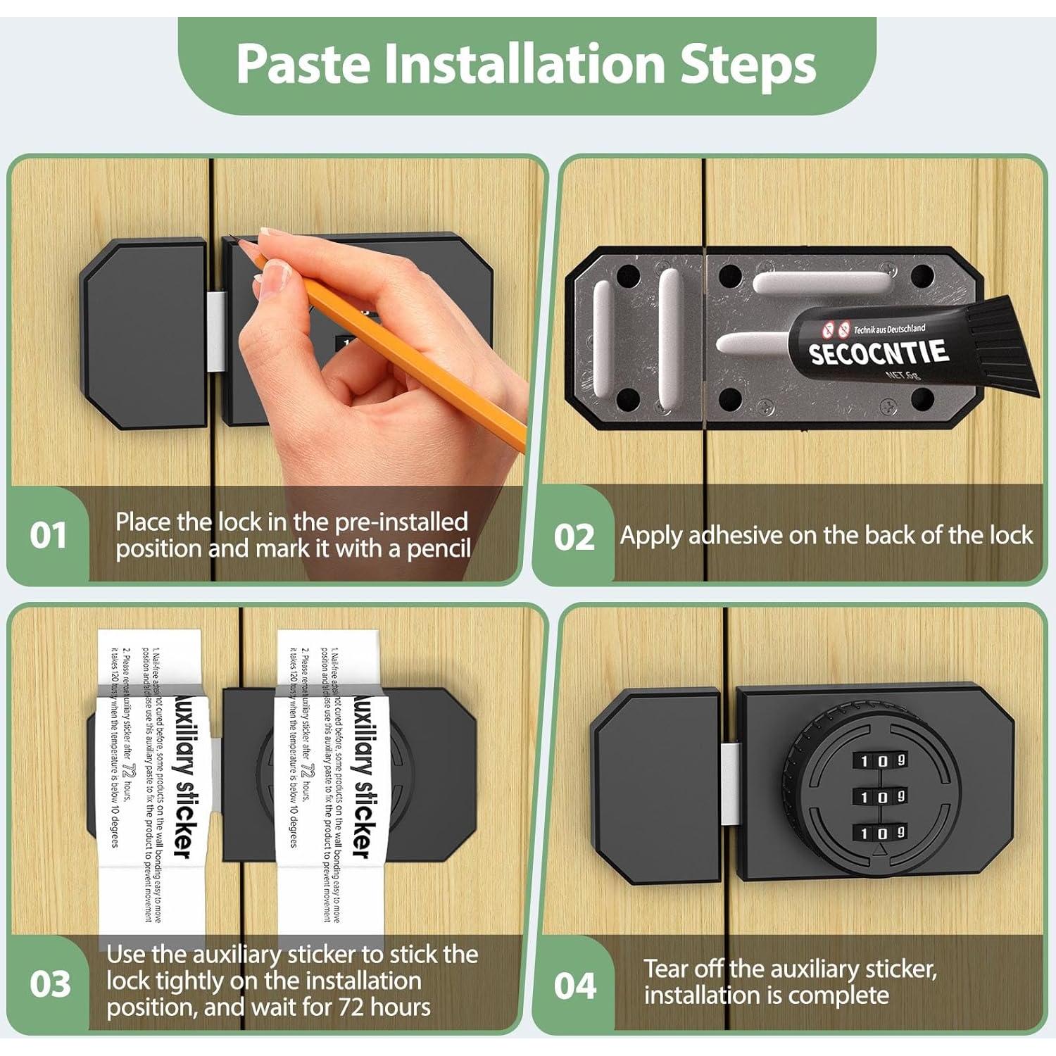 Cerradura de Combinación YogePote para Gabinete Adhesiva 3 Dígitos