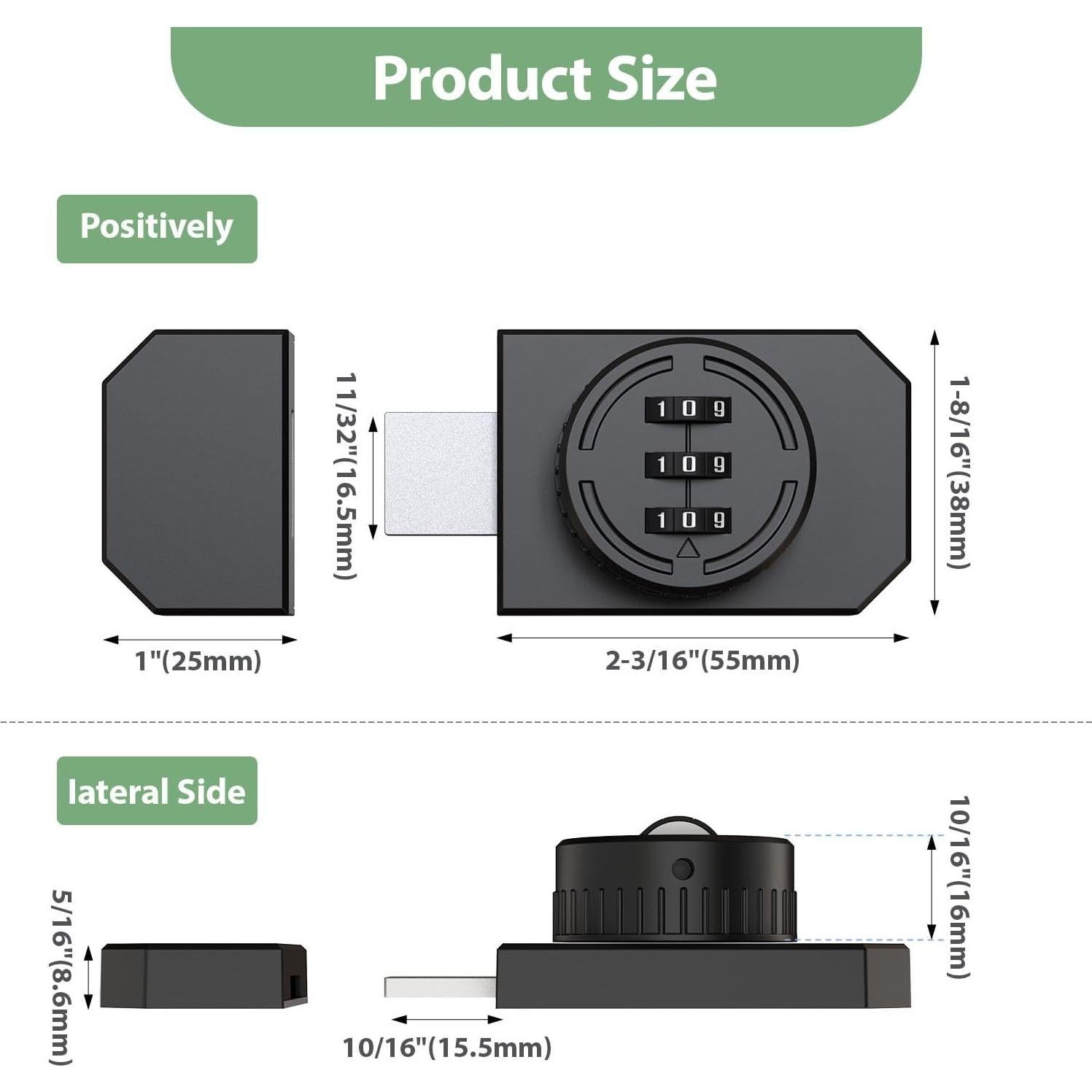 Cerradura de Combinación YogePote para Gabinete Adhesiva 3 Dígitos
