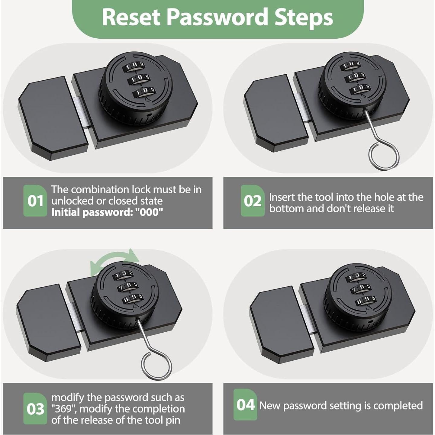 Cerradura de Combinación YogePote para Gabinete Adhesiva 3 Dígitos