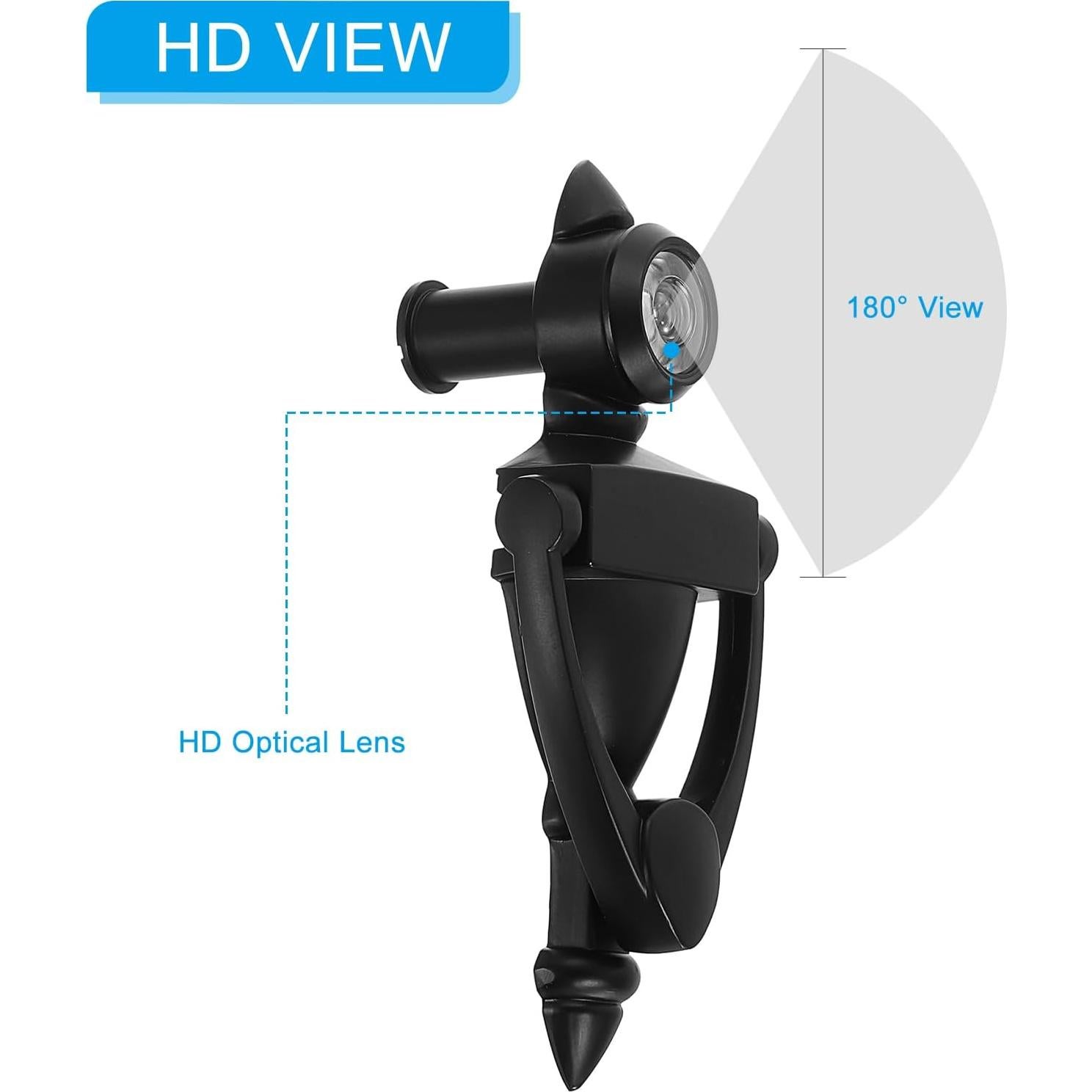 Tirador de puerta con visor PATIKIL 180° Aleación de zinc Negro