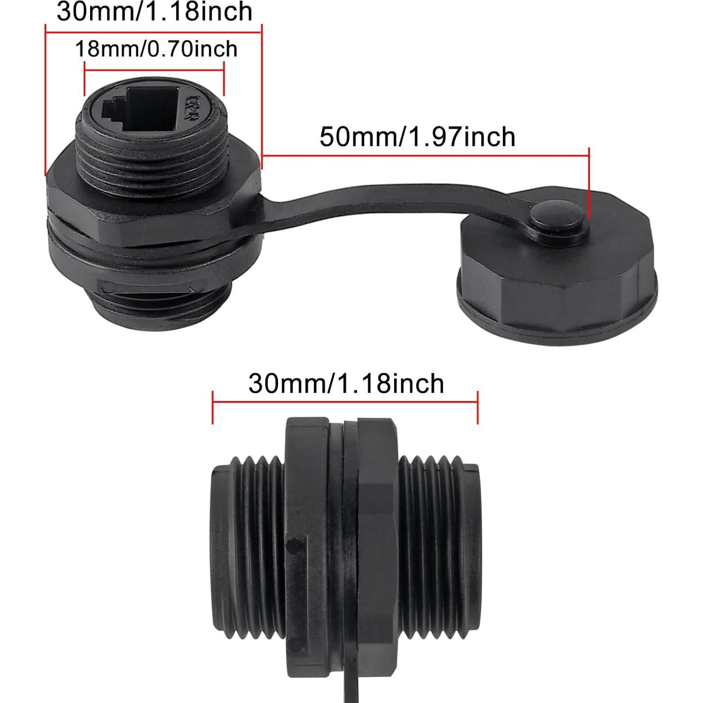 Conector RJ45 CAT6 blindado IP67 para montaje en panel - 10 piezas