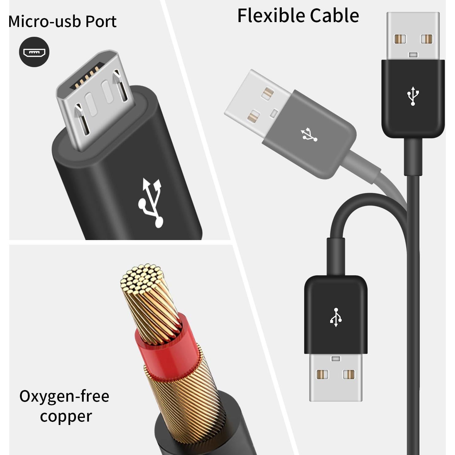 Cable Divisor Micro USB Poyiccot 6 en 1 0.46m Carga Rápida 3A
