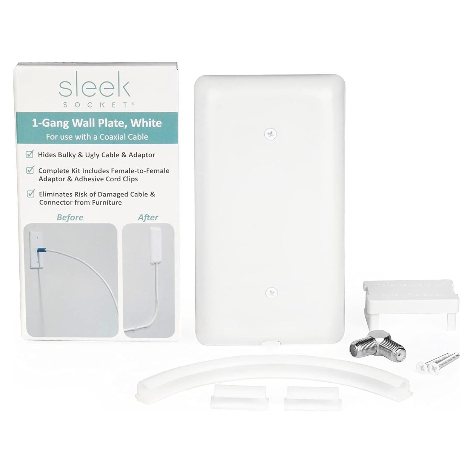 Ocultador de Cables Coaxiales Sleek Socket con Kit Adhesivo